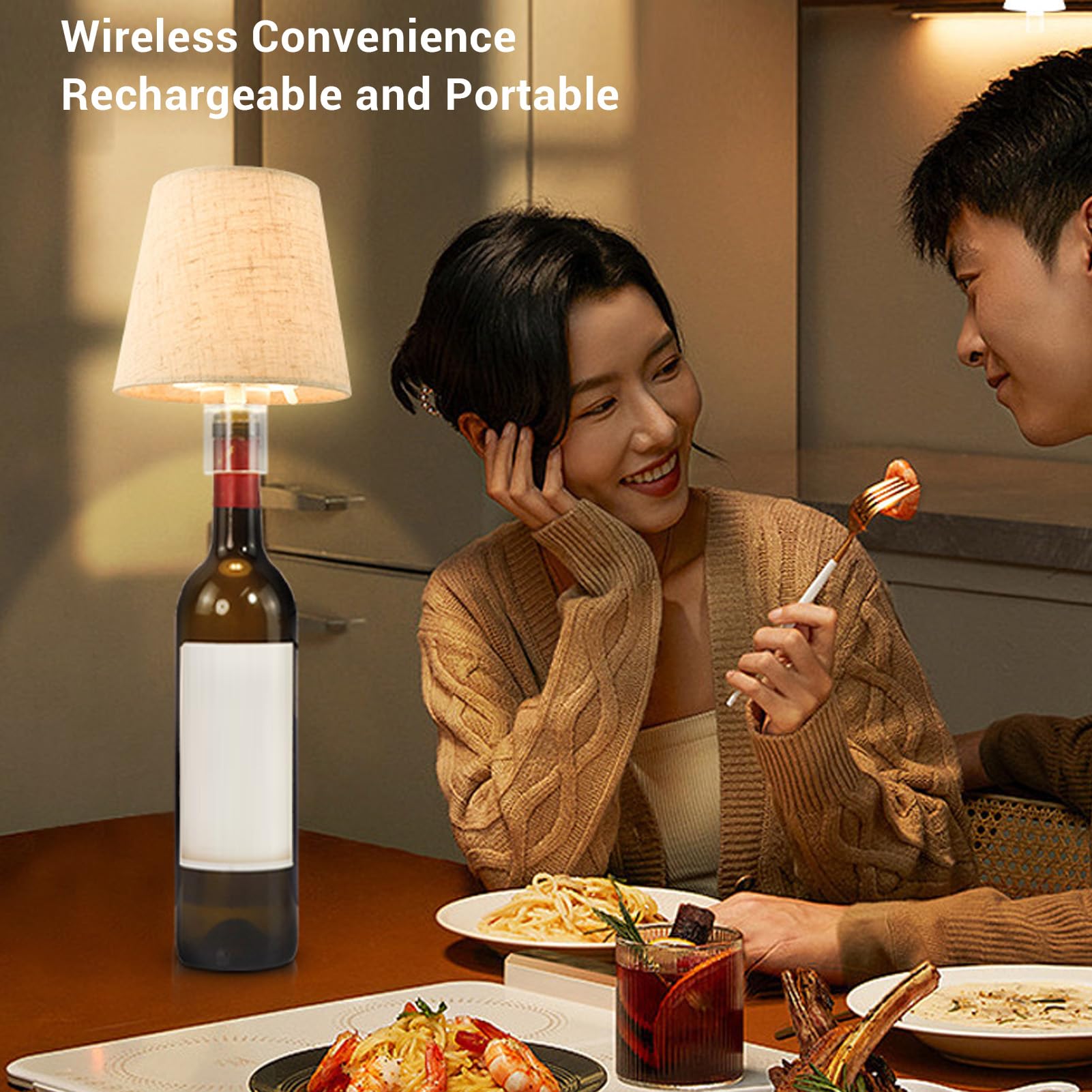 Focket Lampada da bottiglia senza fili, Lampada da bottiglia di vino a LED in tessuto ricaricabile da 176lm, Lampada da 4000 mAh 4000 mAh, Luce di controllo tattile per il tavolo notturno