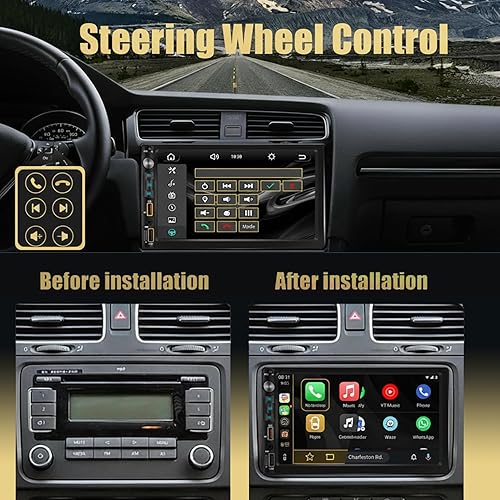 Miniatura 11 de Estéreo de automóvil de un solo DIN compatible con Apple Carplay y Android Auto, pantalla táctil plegable HD motorizada de 7 pulgadas, cámara