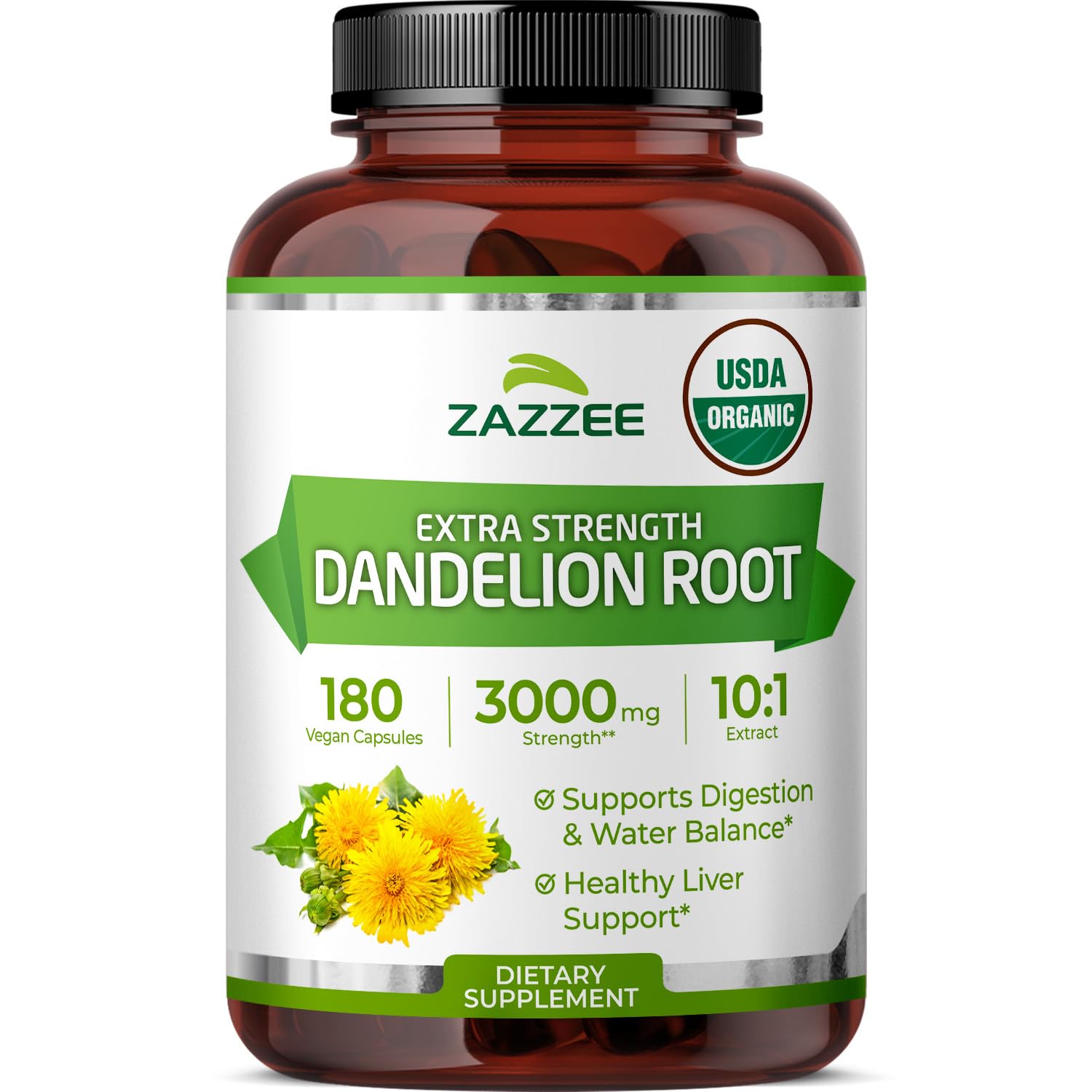 Zazzee USDA Organic Dandelion Root 10:1 Extract, 120 Capsules — Amazon image 10