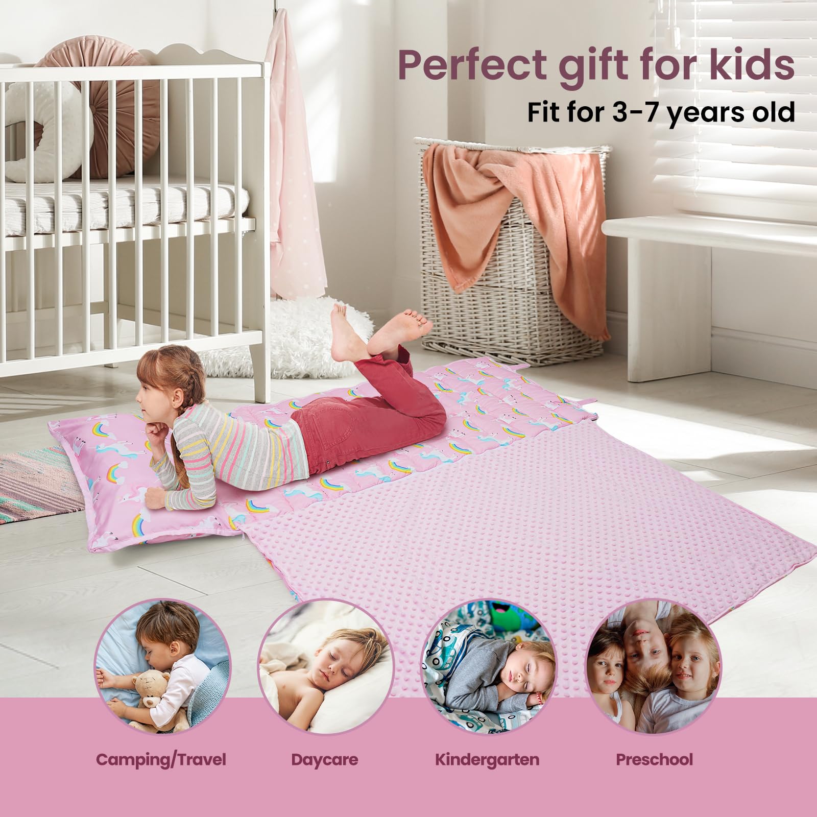 Sacco Nanna Per Bambini 2 In 1 - Con Cuscino E Coperta Rimovibili - 150x60 Cm - Per Asilo E Campeggio - Foto 2
