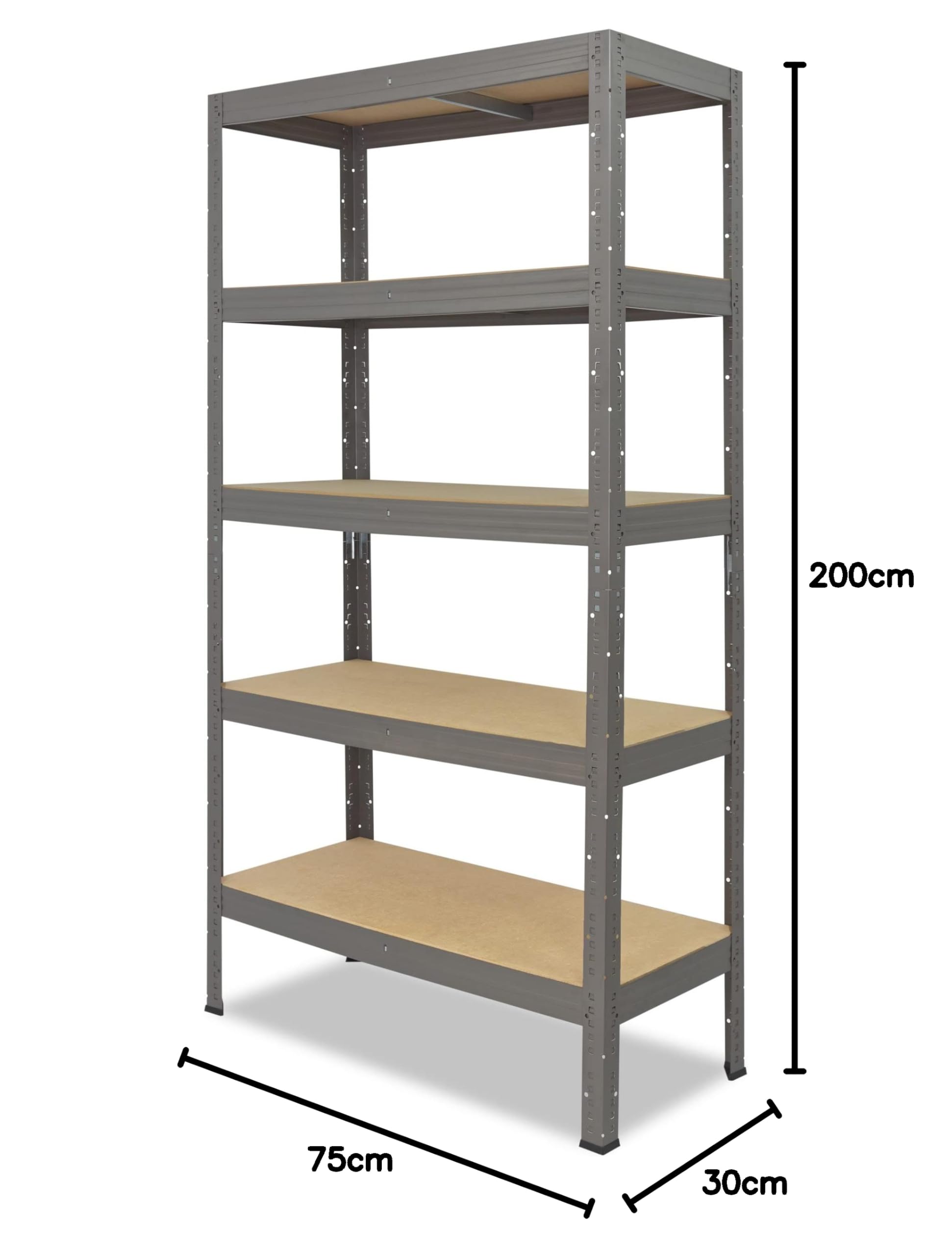shelfplaza Pro 200x75x30cm regał metalowy szary: 5x200kg