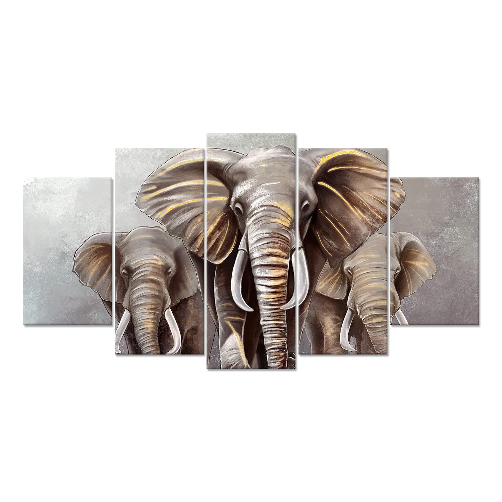 Nachic Wall 5 Piece Elephant Painting on Canvas 