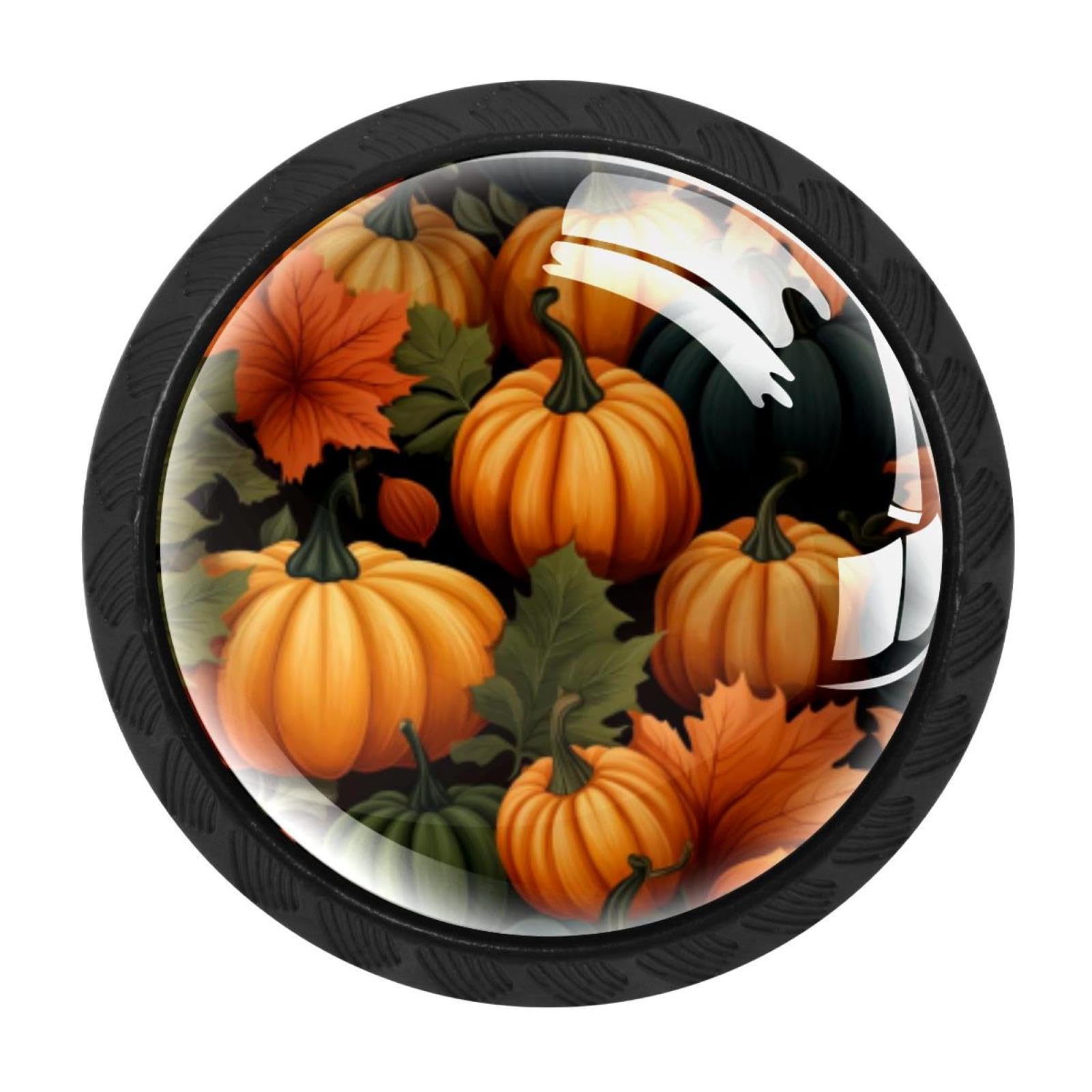 CHENZZZZ 4 Pack Round Cabinet Knobs for Kitchen Bathroom Closet Dresser Cabinets, Thanksgiving Pumpkin