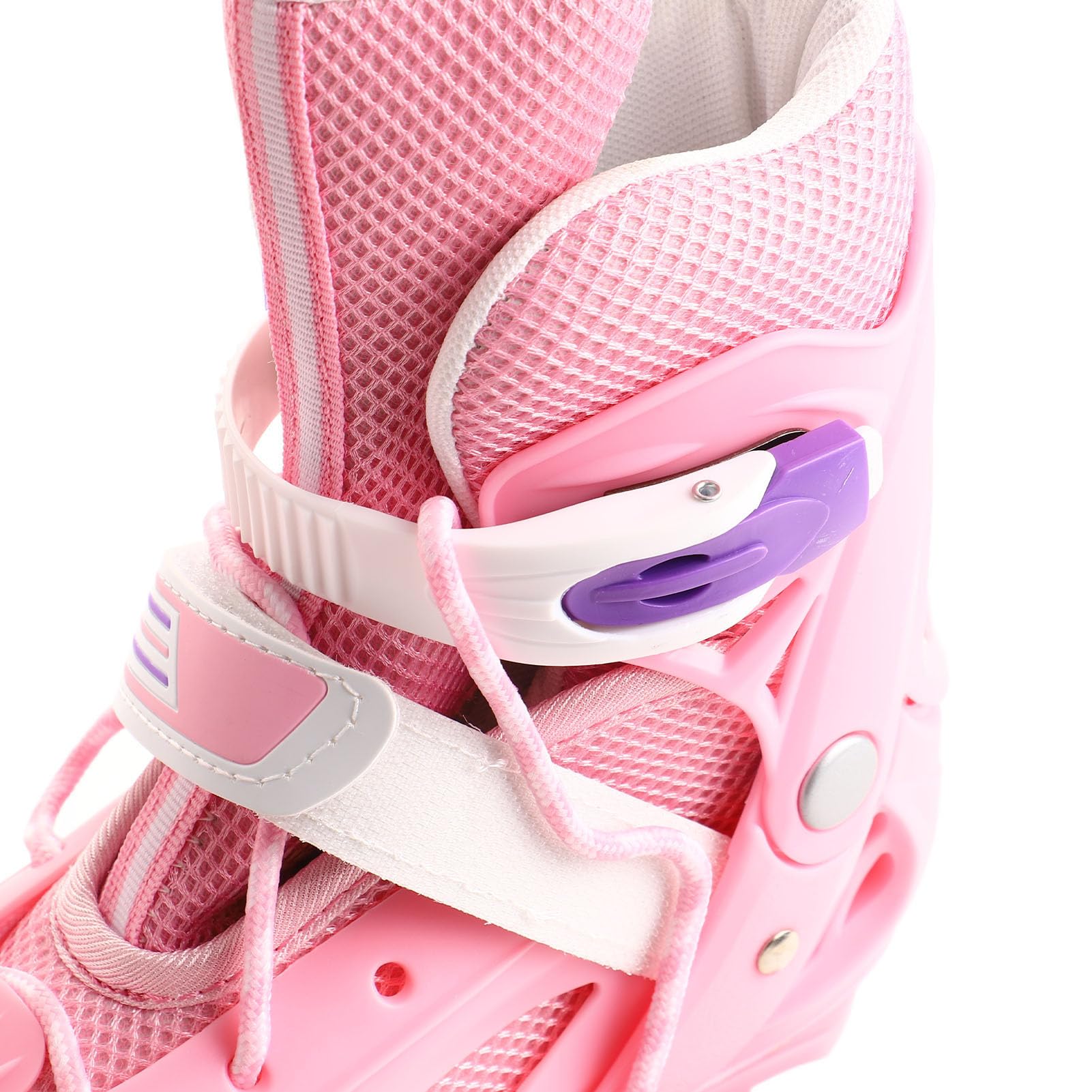 Gavigain Adjustable Roller Skates, Pink Light Up Wheels, ABEC 7 Bearings, Breathable Design, Safe Braking, for Kids and Adults (XS)