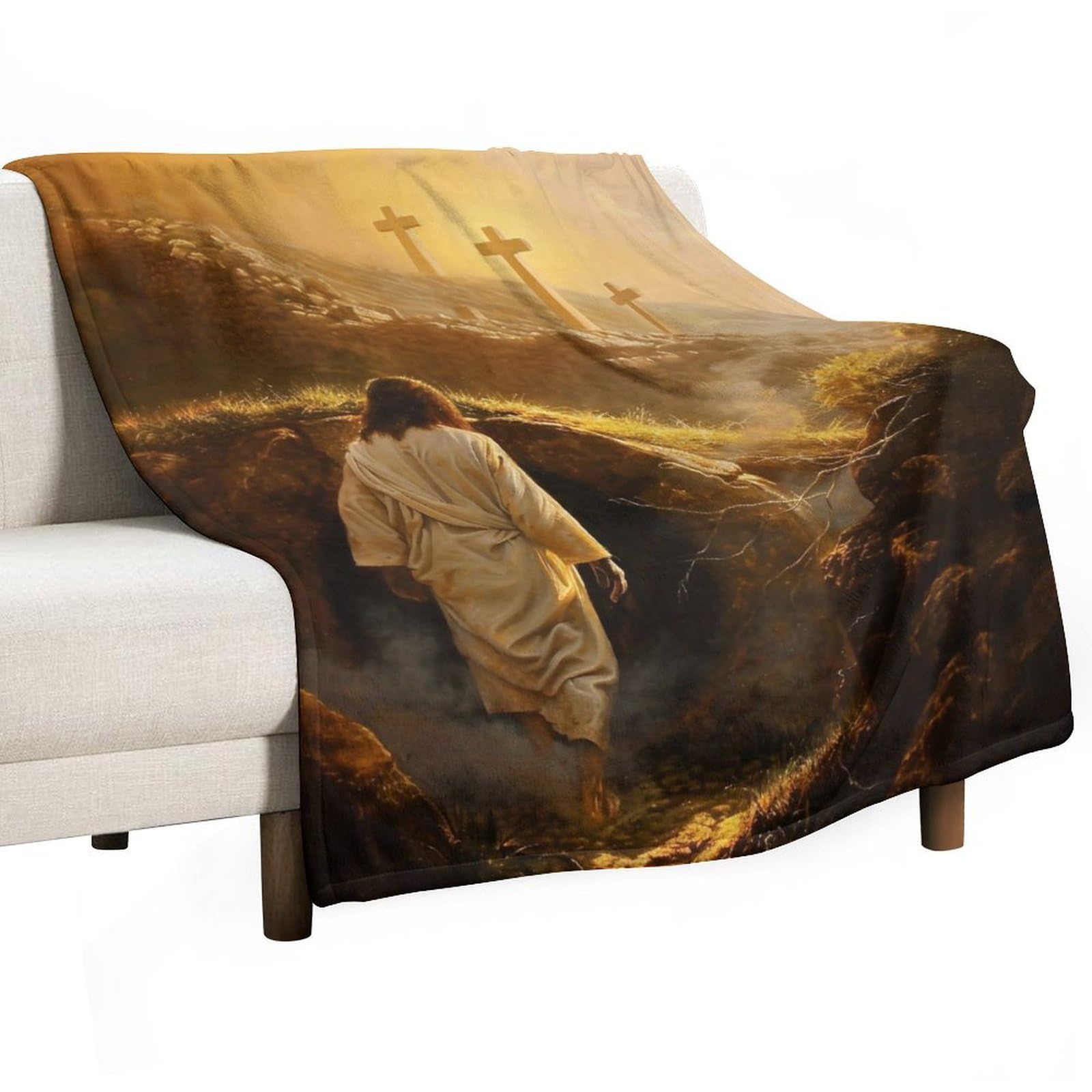 YHGSREUOH Jesus Leaving The Tomb 01 Flannel Blankets Fleece Soft Throw Lightweight Plush Gifts for Couch, Bed, Cozy Sofa Plush, Chair, Lovers 138x175cm(55x70in)