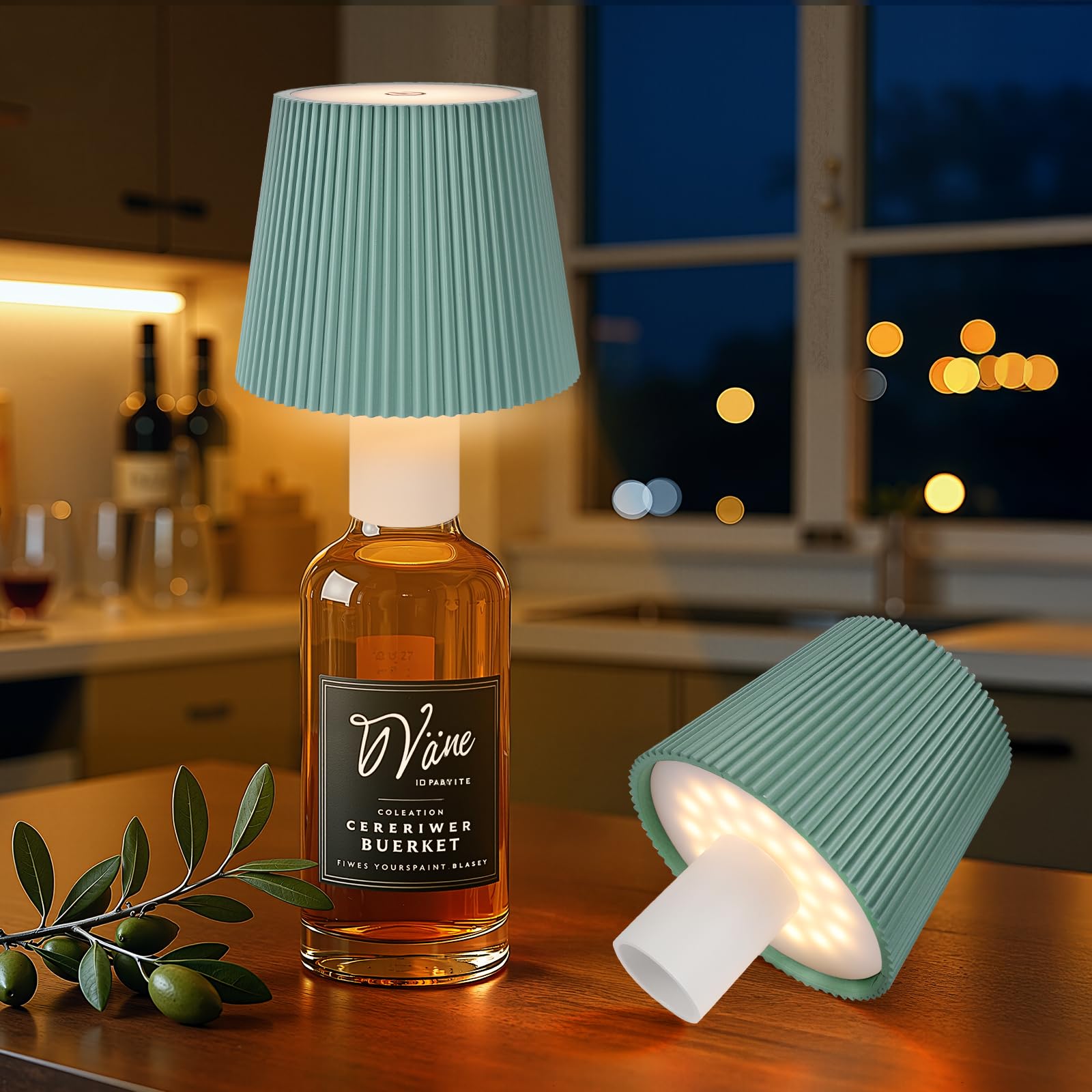 Ketom Flaschenlampe Aufsatz LED Aufladbar, IP54 Wasserdicht Lampenschirm für Flasche, Akku Lampe für Flasche LED USB, 3 Farbtemperaturen, Dimmbare, Touch Control, für Restaurant