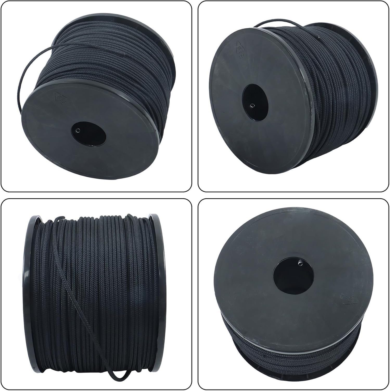 WFLNHB 1/8 Inch with Spool Black Dacron Polyester Rope 500ft Abrasion, Multipurpose Tightly Braided Rope, Clothes Line, Flag Line and Outdoor Twine, Suitable for Indoor and Outdoor Applications