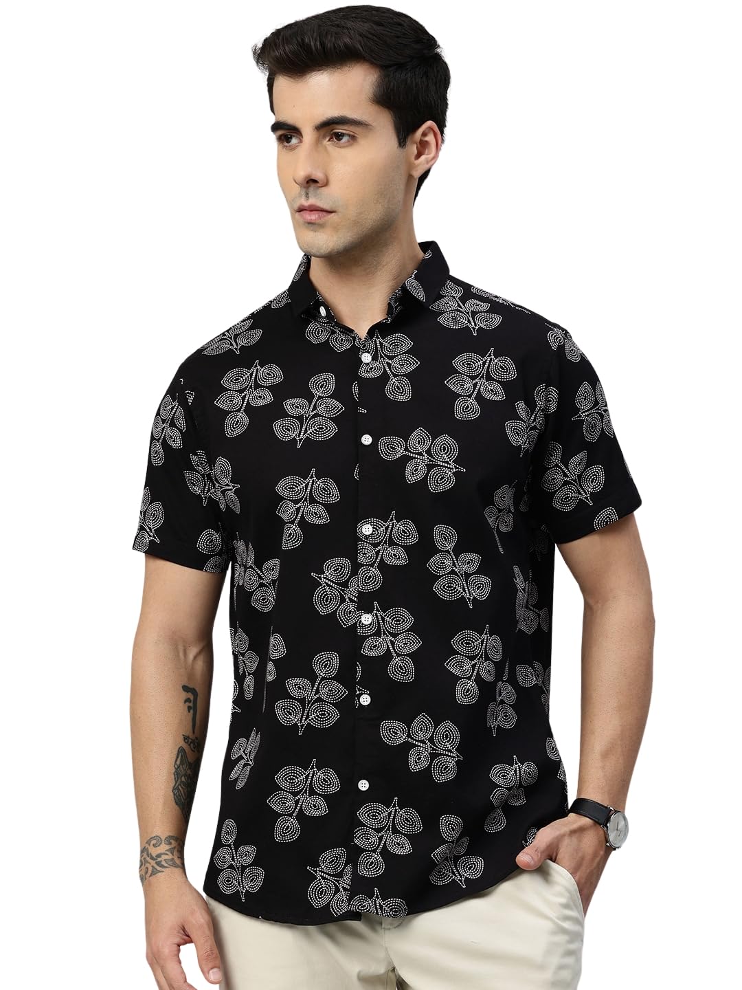 majestic man Slim Fit Printed Pure Cotton Casual Half Sleeve Shirt-picture-20