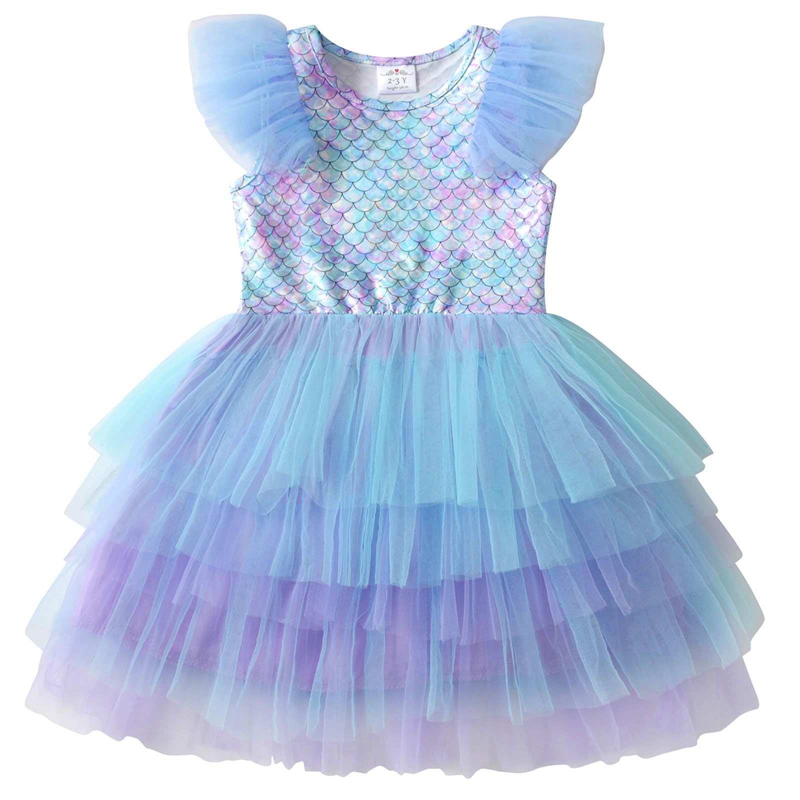 VIKITA Vestito Ragazze Principessa Sirena Colorata Costume Abiti