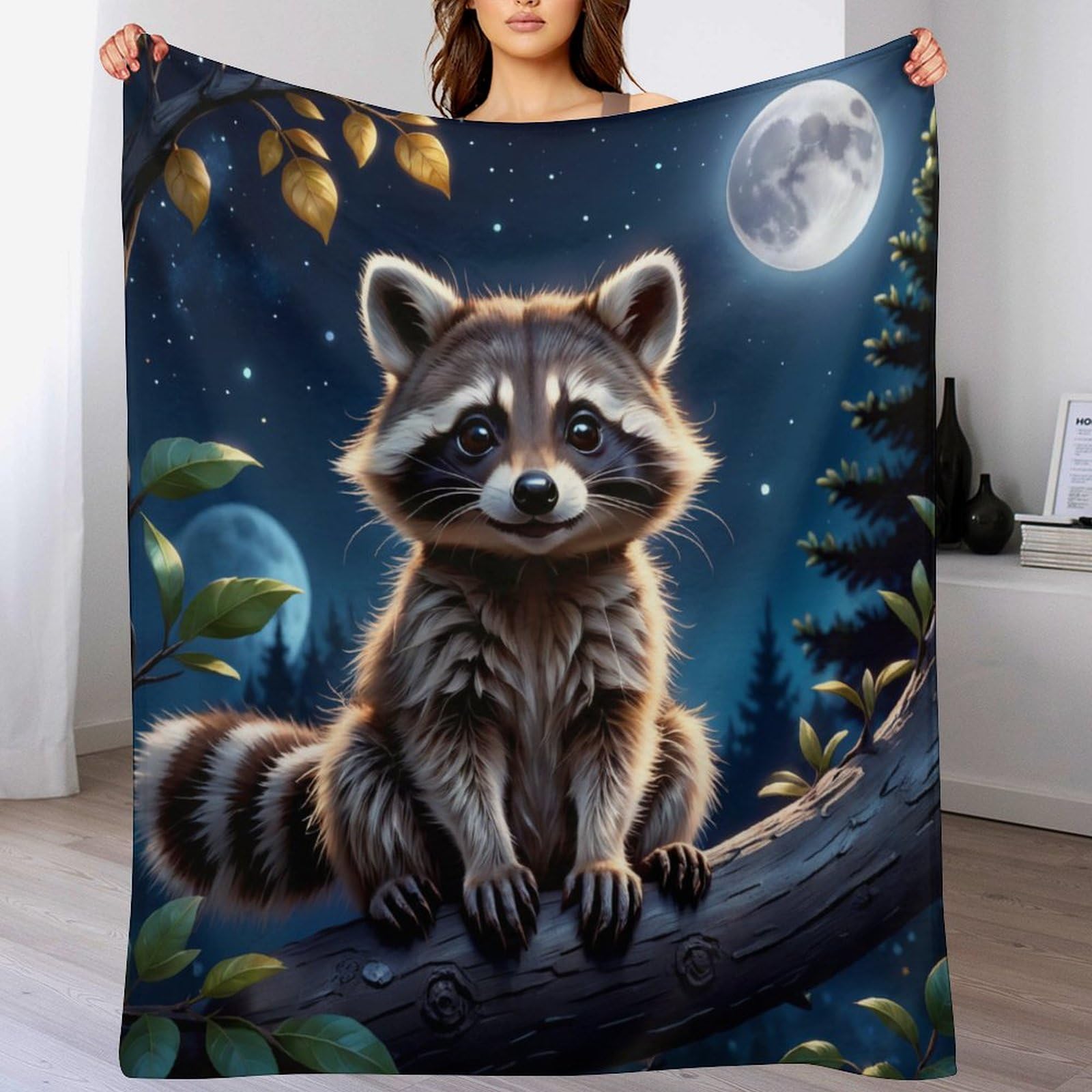 Couverture polaire raton laveur chaude et thermo-isolante en flannel