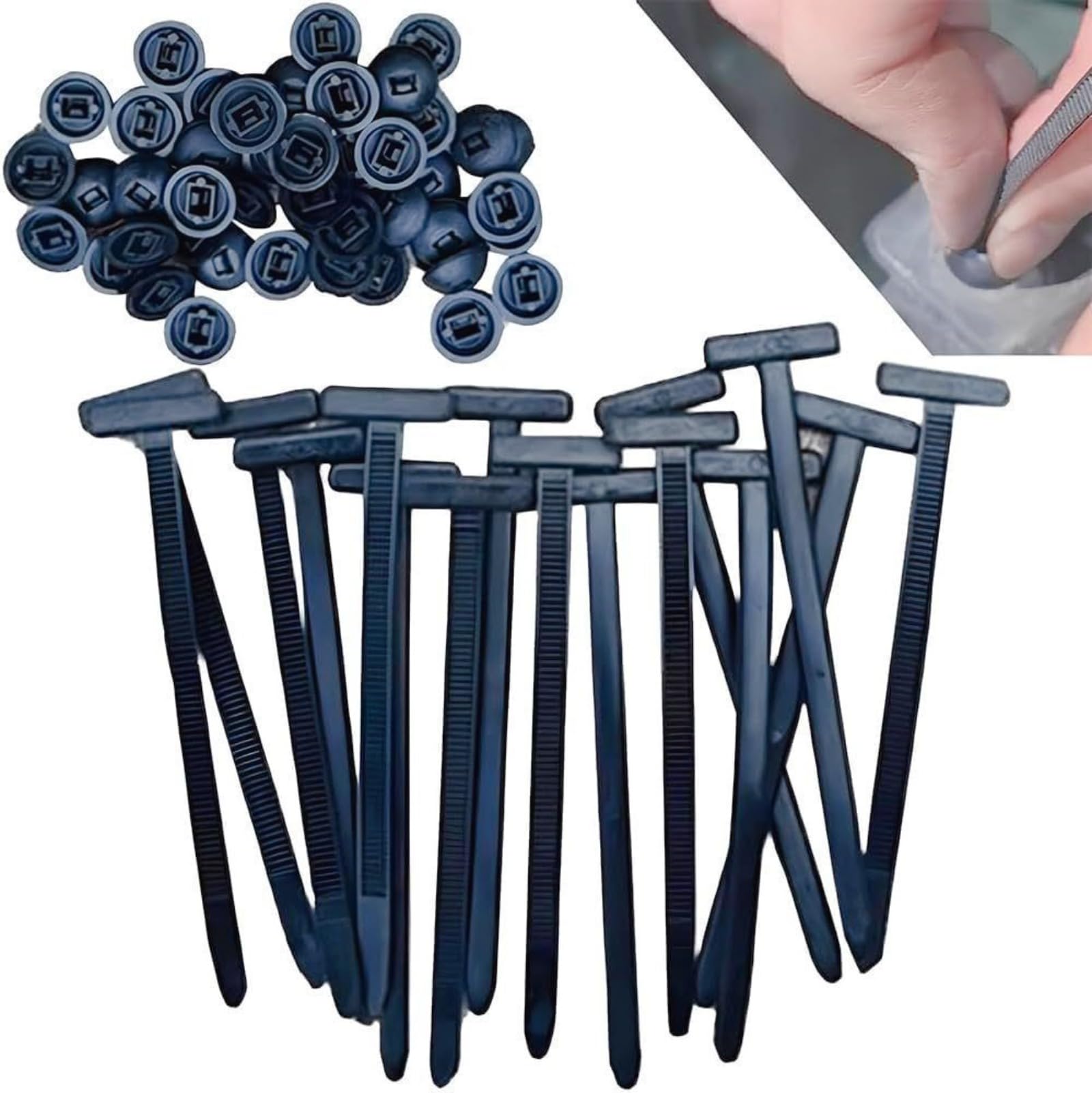 Fibbia universale per fascette stringicavo in nylon, 100/200/500 pezzi,Fascette nere, ,con design a perno e bottone,Fascette fermacavi resistenti ai raggi UV per riparazioni auto, casa e fai da te