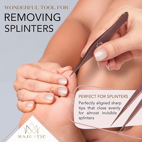 Majestic Bombay Pinzas de punta fina para mujeres y hombres Garrapatas astilladas, depilaciĂłn facial, cejas y encarnados afiladas, nariz de aguja, Majestic Bombay Pinzas de punta fina para mujeres y hombres Garrapatas astilladas, depilaciĂłn facial, cejas y encarnados afiladas, nariz de aguja,