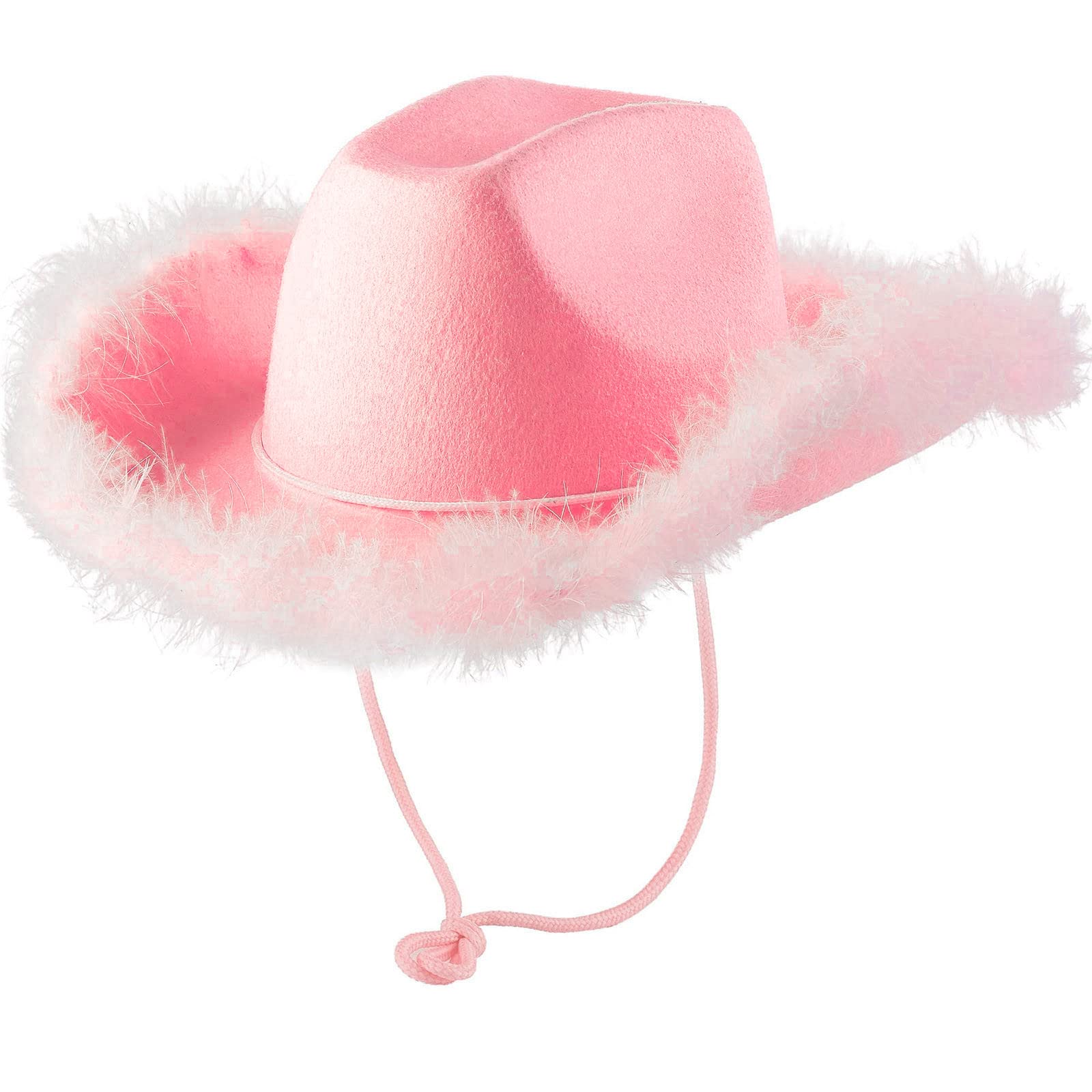 Ainiyo Sombrero de vaquero para mujer con esponjoso y purpurina, decoración de vaquera, gorro para accesorios de disfraces, carnaval, disfraz, fiesta de Halloween