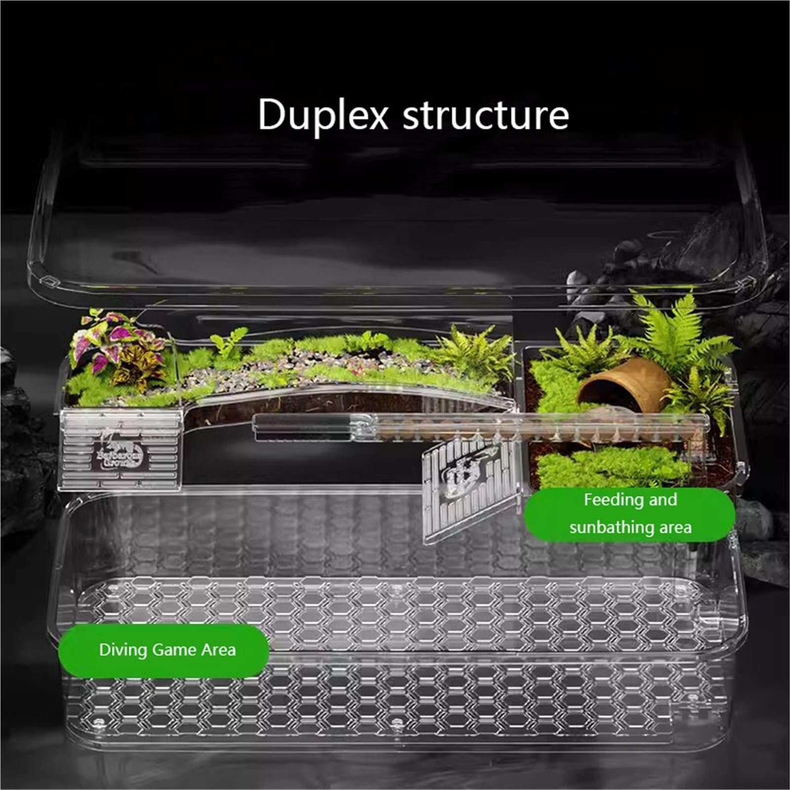 Siedlisko terrarium Zbiornik do hodowli żółwi, platforma suszenia na słońcu, wspinaczkowa, domowy pulpit Terrarium akwariowe(Mały)