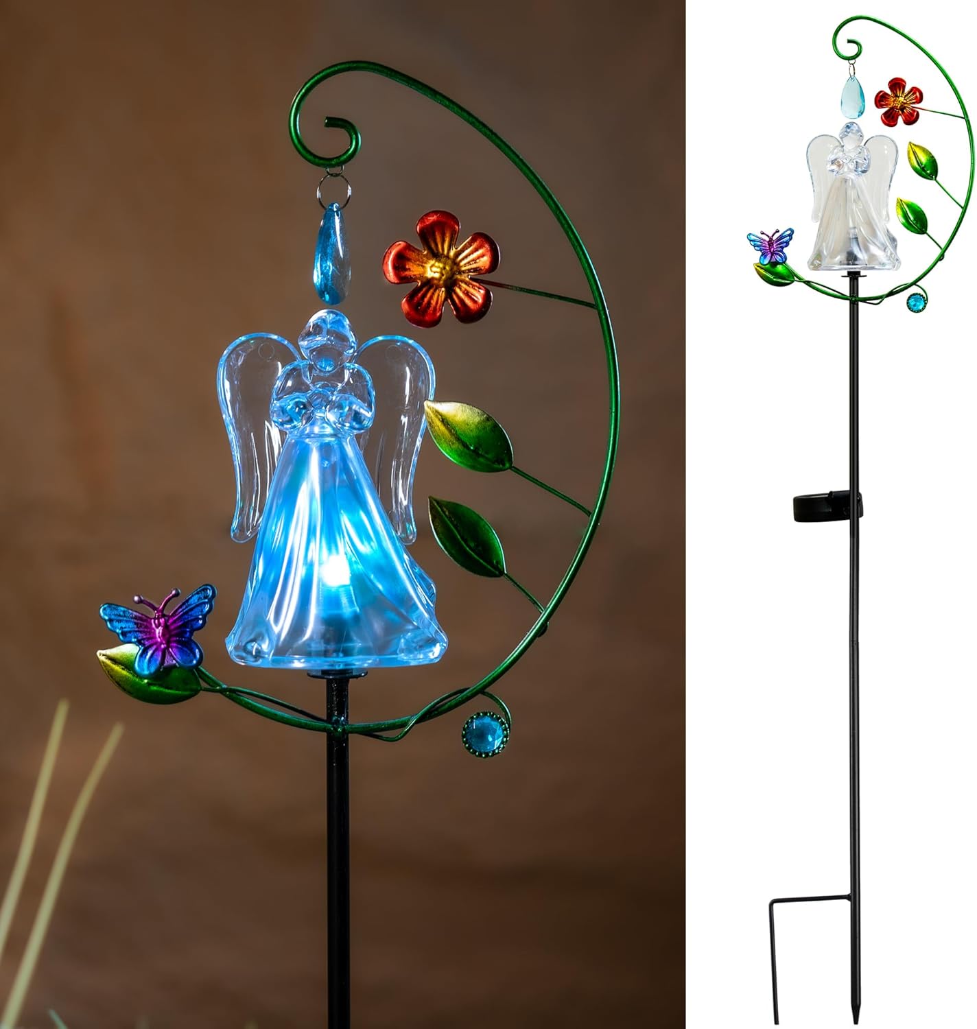 Solar Angel Lights - Color Changing Angel Statue for Outdoor Garden & Cemetery Decor, Solar Powered Waterproof, Memorial Gift for Loss of Mother, Sympathy Gifts for Women (1-Pack)