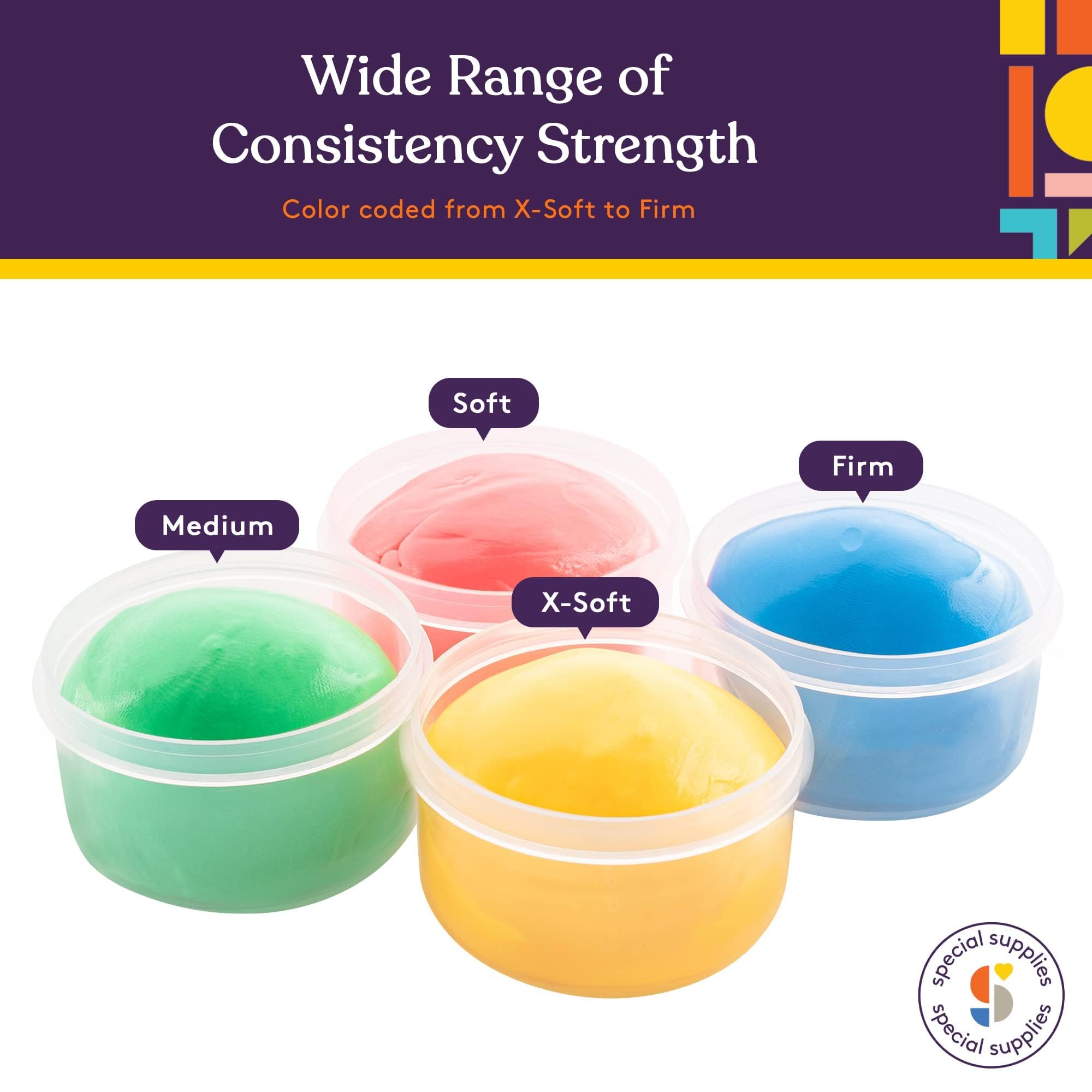 Special Supplies Therapy Putty for Teens and Adults - Resistive Hand Exercise Stress Relief Therapy Putty Kit, Set of 4 Strengths, Three Ounces of Each Putty (Primary Colors) — Amazon image 2