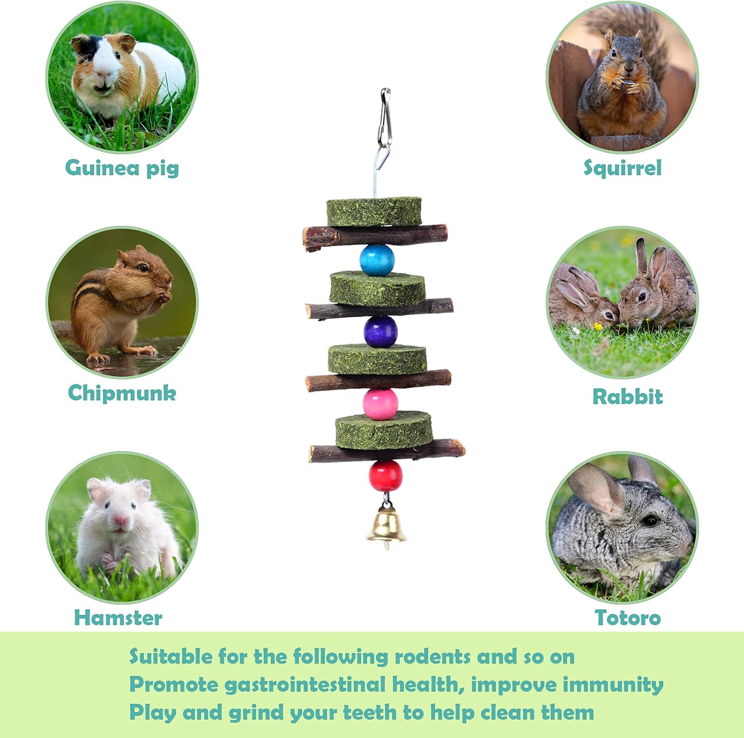 HTFDStar 1PCS Bunny Hamster Chew Toys for Teeth,Make up of Apple Sticks Snacks Pet Chew Toys and Molar Grass Cakes for Rabbits, Chinchillas, Guinea Pigs, Hamsters, Parrots Improve Dental Health