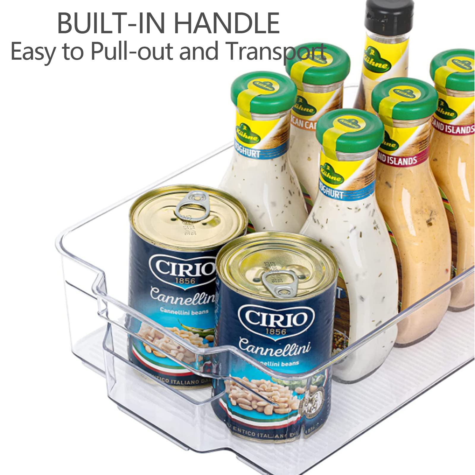 Set 4 Cestini Impilabili Per Congelatore - Organizer Frigorifero Con Maniglie, Grigio - Foto 12