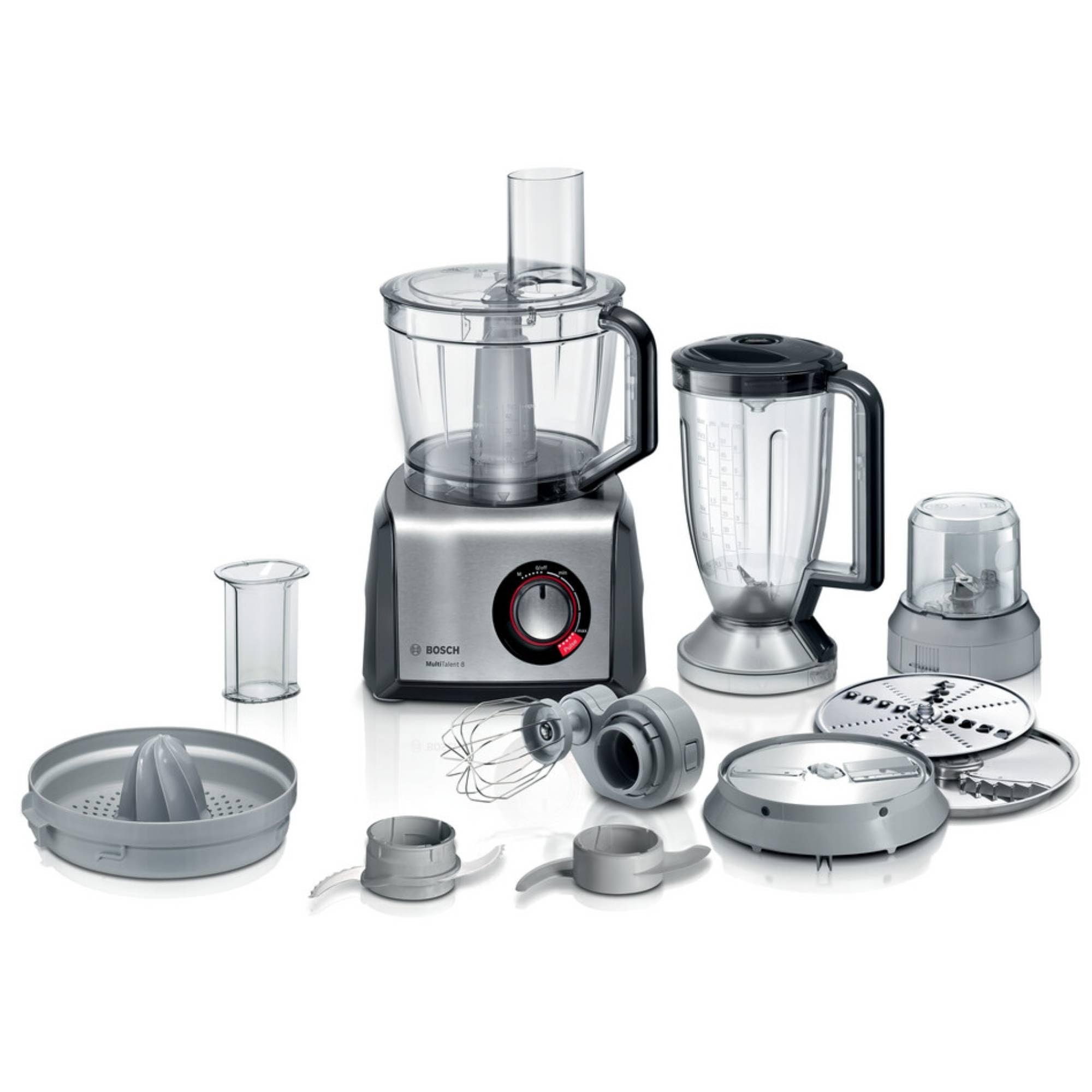 Bosch - Procesador de alimentos, MultiTalent 8, 1250 W, Negro, Acero inoxidable, MC812M844