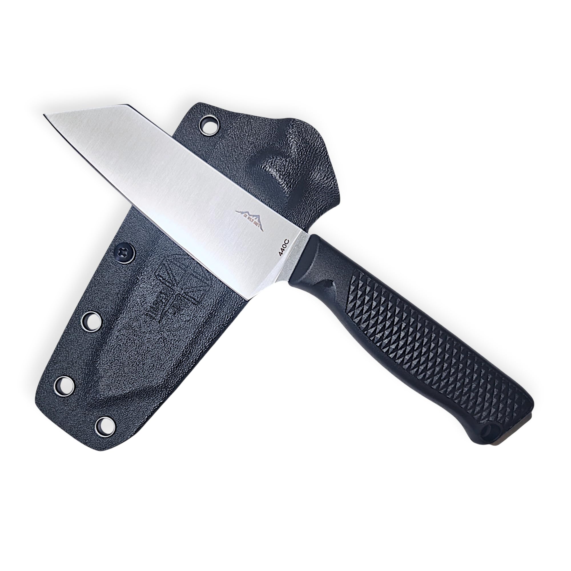 SK Wild Ones® Outdoor Küchenmesser - Jagdmesser Feststehende Klinge - Survival Messer Outdoor Griff Schnibbeln - Outdoormesser Feststehend - aus 440C-Stahl Gemüsemessser Camping Andhri Schwarz