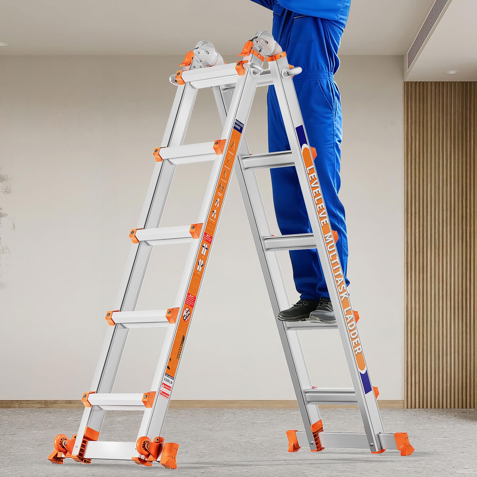 LEVEL(レヴェル) Amazon.com: LEVELEVE 17FT Extension Ladder,A Frame 5 Step Ladder