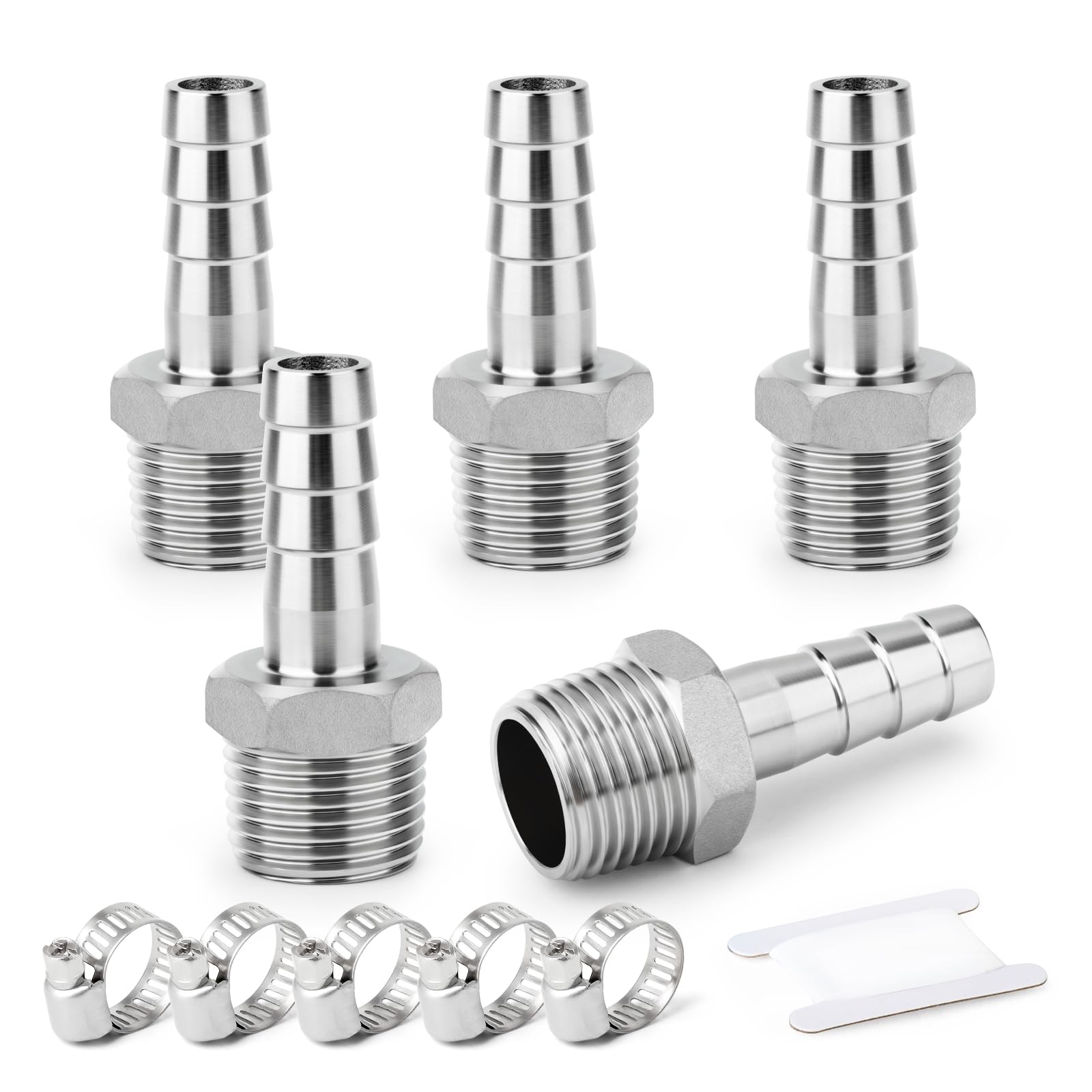 10 piezas de acero inoxidable 304 8 mm OD Barb a 1/2 "BSP barb de manguera macho, el agua de compresión de accesorios, industrial — view 28
