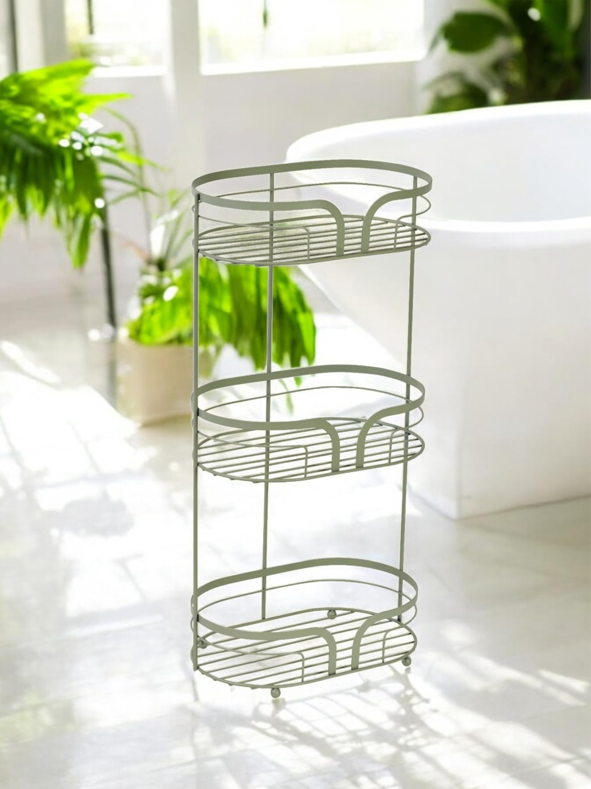 Showerdrape Dante Sage Green Freestanding Floor Caddy