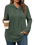 Womens Plus Size Lightweight Ribbed Knit Hoodie Sweaters Casual Long Sleeve Pullover Tops for Fall Winter L-4XL