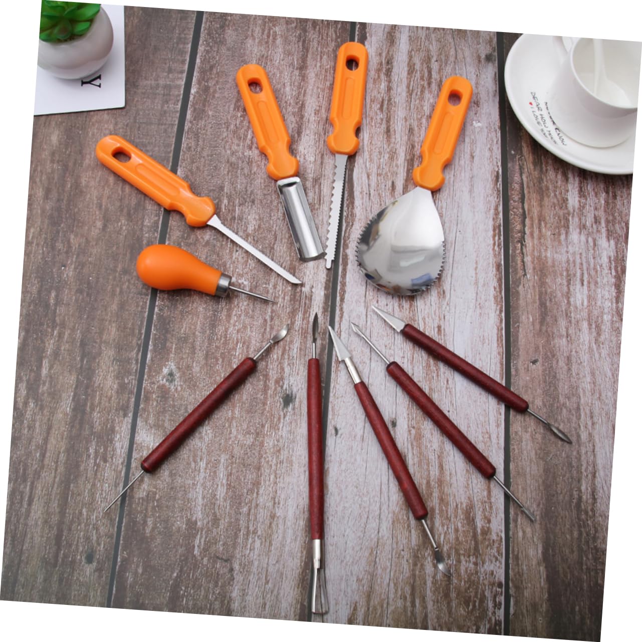 CIYODO 12pcs Halloween Pumpkin Carving Tool Set Carving Sculpting Kit Abs Handle Stainless Steel Double-sided Detailing Tools for 3d Carving