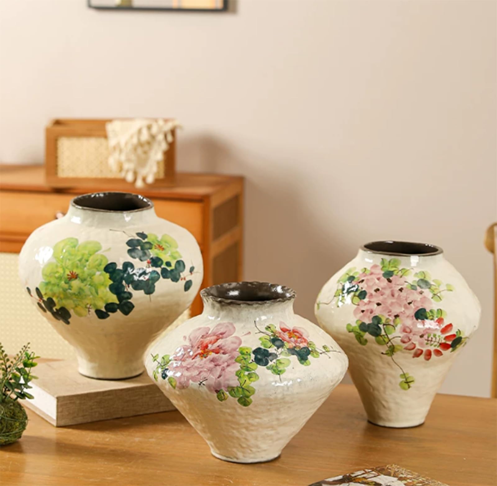 Wazony na kwiaty i wystrój domu, ceramiczny rustykalny wazon na kwiaty w stylu wiejskim, antyczny wazon z terakoty, dekoracja boho do domu, salonu, przedpokoju, na wesele,A