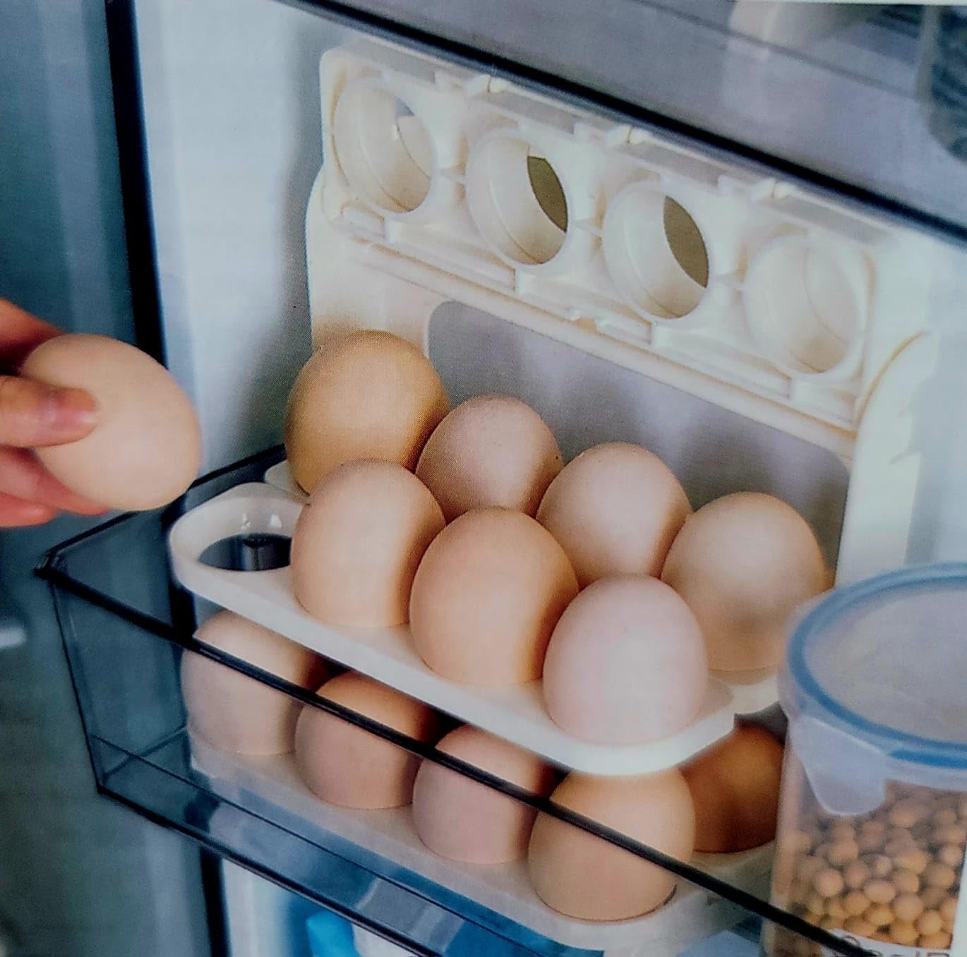 3 layers Egg Holder, 24 grid Egg storage organizer, Egg dispenser for refrigerator, fridge door Egg reck storage container space saving counter top space saving egg tray