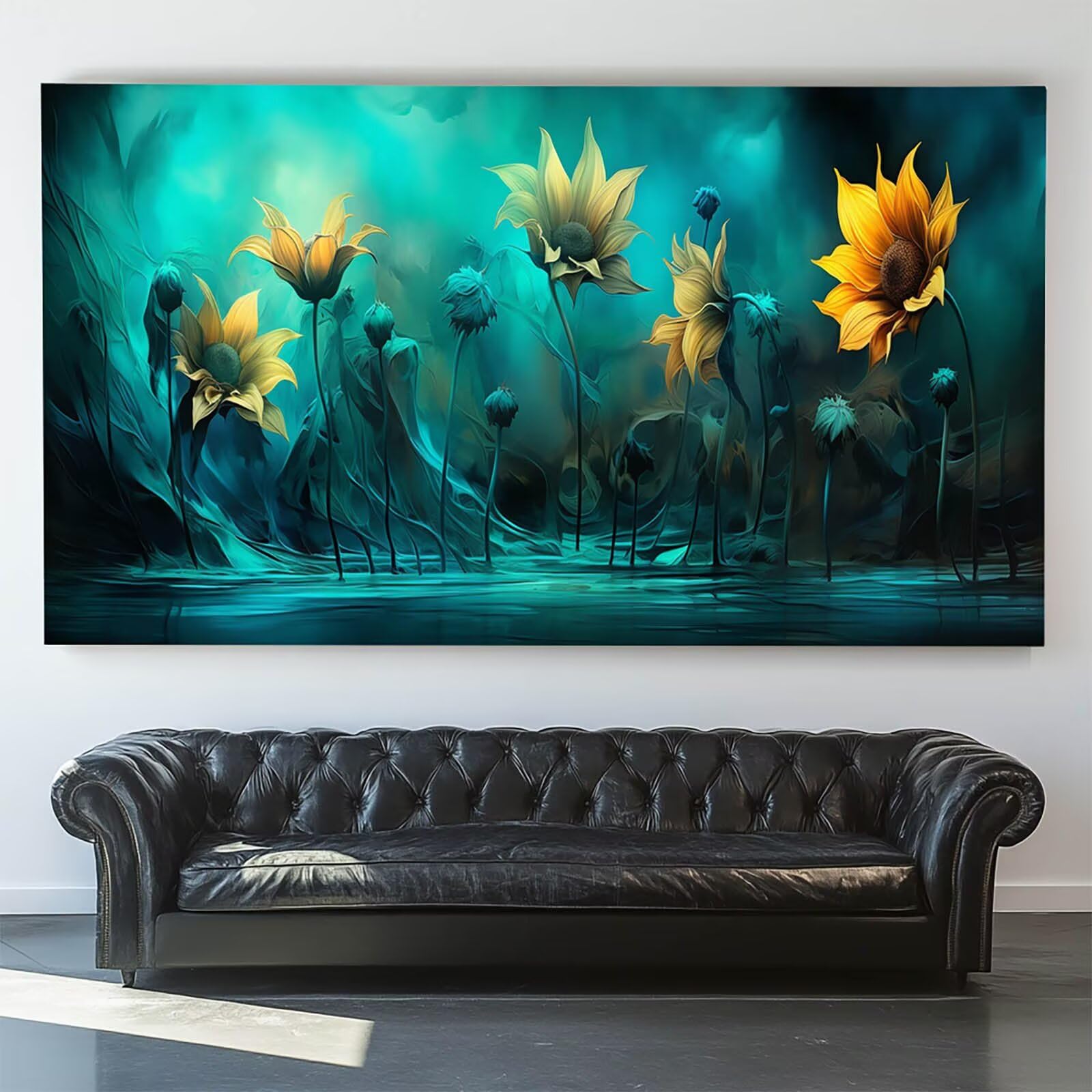 Malen nach Zahlen Erwachsene Sonnenblume Malen nach Zahlen ab 7 jahre Mädchen Abstrakt Kreativ set für Erwachsene mit Leinwand Acrylfarben set und Pinsel,Bastelset zum Bemalen,Wanddeko 80X160cm 7-1-3