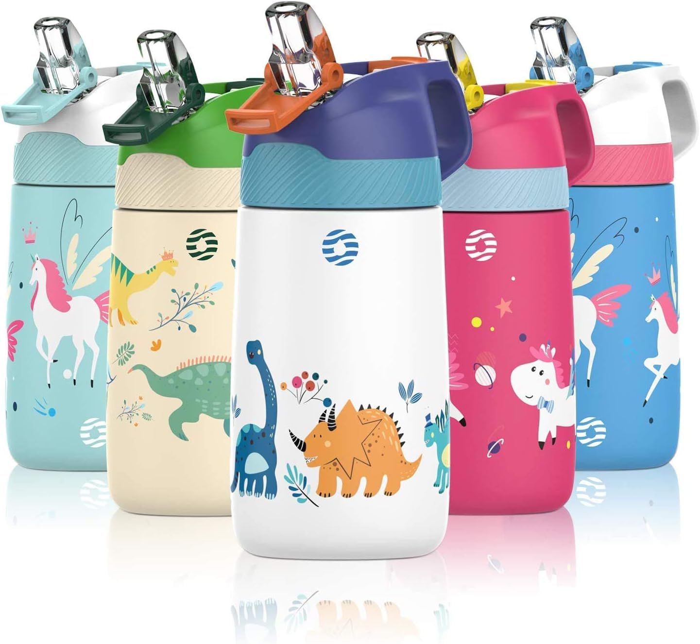 FEIJIAN Borraccia Bambini acciaio inox con cannuccia, Senza BPA- 350ml, senza Perdite Bottiglia Termica - Caldo/Freddo, Bottiglia Acqua riutilizzabile - per campeggio, scuola, asilo