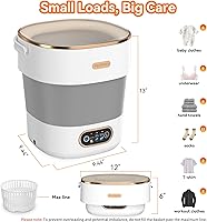 Vista 2 de Portable Washing Machine, Folding 16L Mini Washer and Spin-Dryer With Hanger, Large Capacity Small Compact Laundry Machine of Underwear, Baby