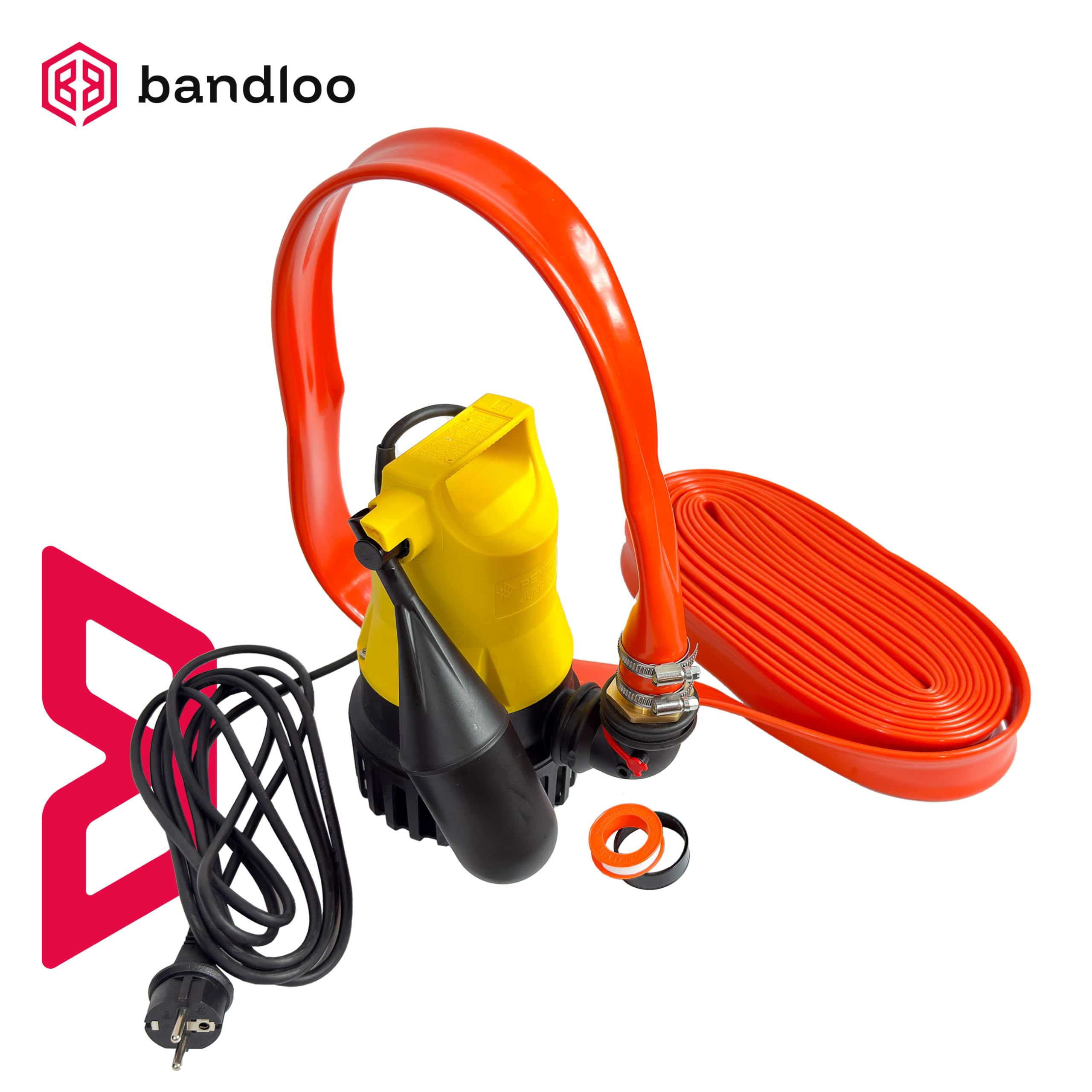 Jung Pumpen JP50000 U3KS Set – Jung U 3 KS Schmutzwasserpumpe mit 10 m Schlauch, DN 32 Anschluss, Tauchpumpe für Keller Entwässerung Abwasserpumpe Zubehör