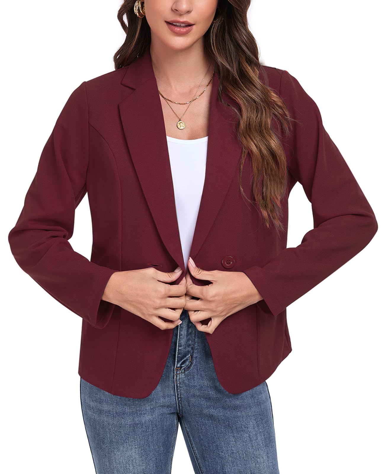 Damen-Blazer, lässig, langärmelig, Revers, Knopf, Arbeit, Büro, Blazer mit Taschen, 2025, S-2XL