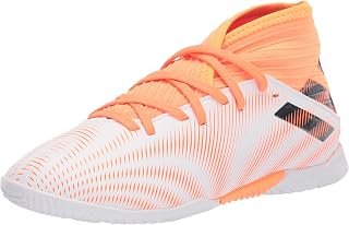 unisex child Nemeziz .3 Indoor Soccer Shoe, White/Black/Screaming Orange, 12 Little Kid US