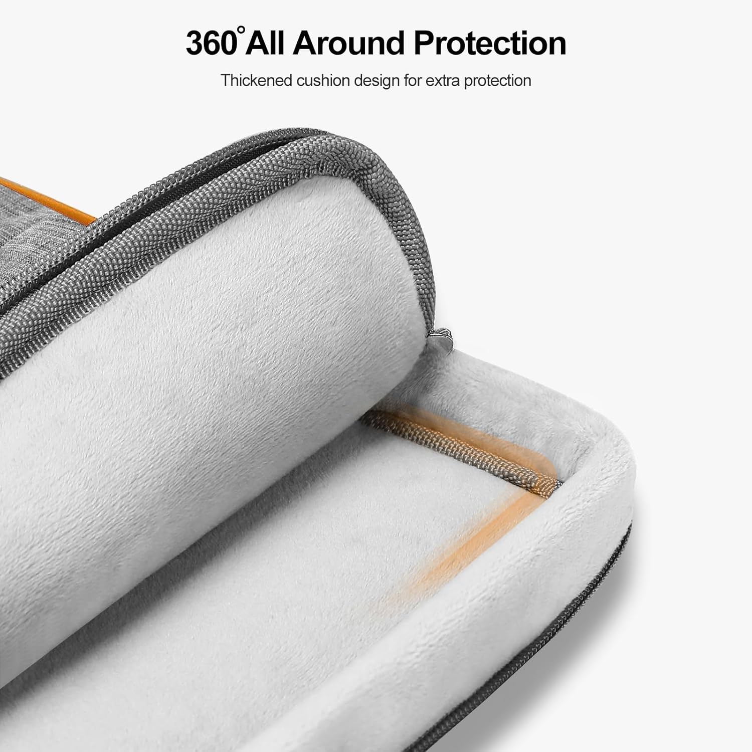 MOSISO 360 Protective Laptop Shoulder Bag, 15-15.6 inch Computer Bag Compatible with MacBook Pro 16, HP, Dell, Lenovo, Asus Notebook, Side Open Briefcase with 2 Accessory Pockets & Handle & Belt, Gray - Image 3