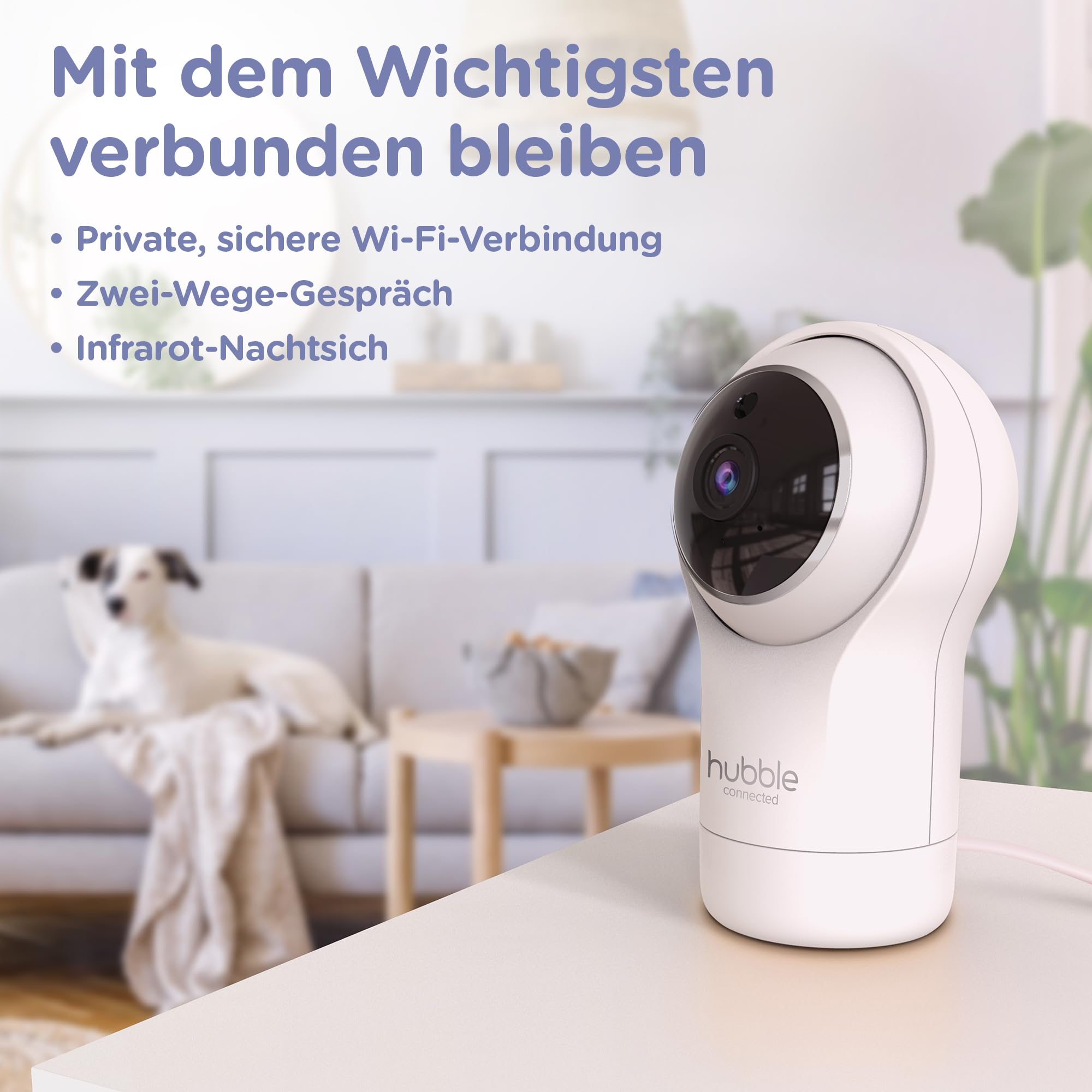 Hubble Pal Glow - HD1080P Smart Wi-Fi Indoor Security Camera with Digital Zoom, Two-Way Communication for Baby or Pet Monitoring, White 1