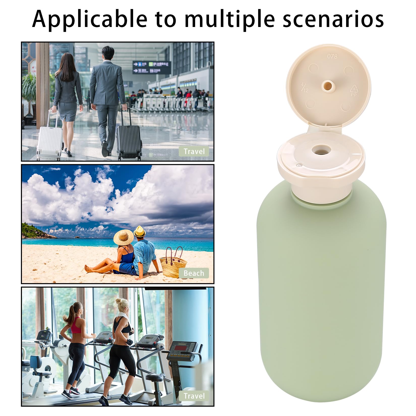 4 Piezas Botes Viaje Rellenables 200ml, Botellas de Viaje para Champú, Botes de Viaje, Botellas de Champú y Acondicionador Exprimibles con Tapa Abatible para Loción Cosméticos