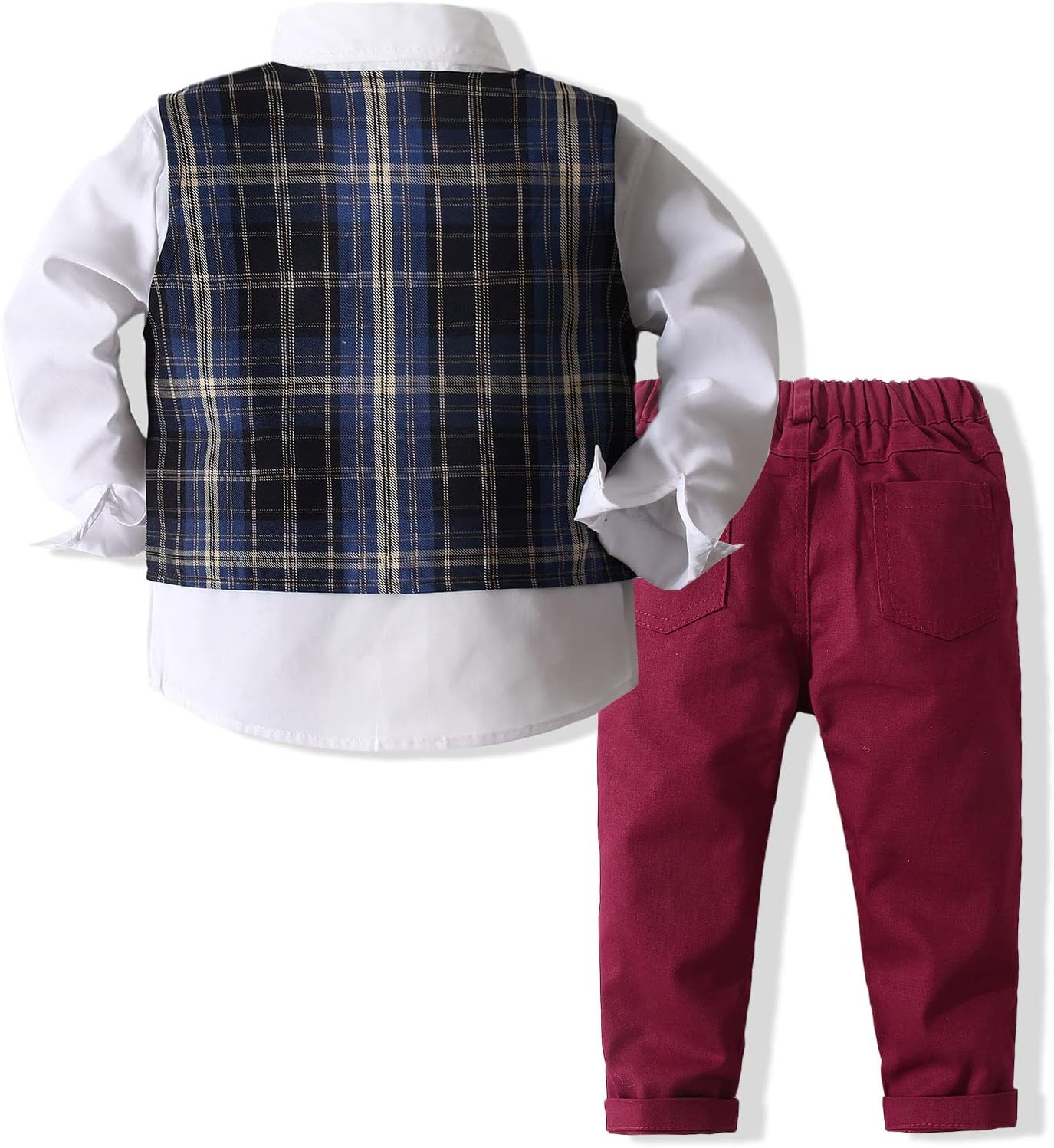 Kimocat Baby Boys Gentleman Bowtie Formal Outfit Suits Tuxedo Vest Wedding Party Suit - Image 2