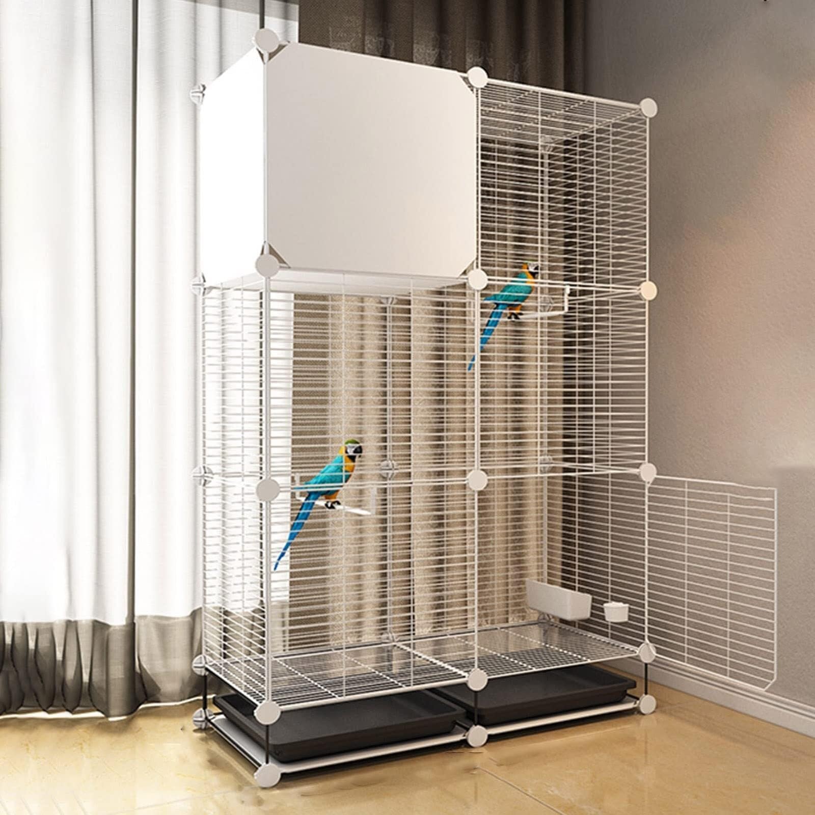Cage à perroquet facile à nettoyer avec plateau amovible et jouets inclus