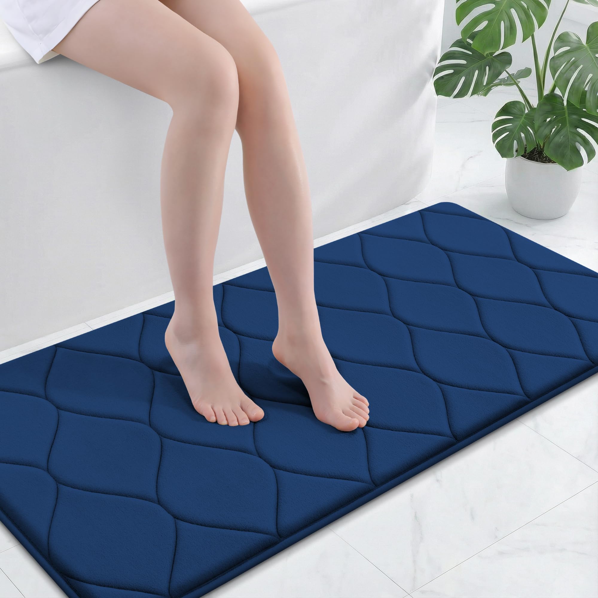 Smiry Memory Foam Bath Mat 47x24, Ultra Soft Absorbent Bathroom Rugs