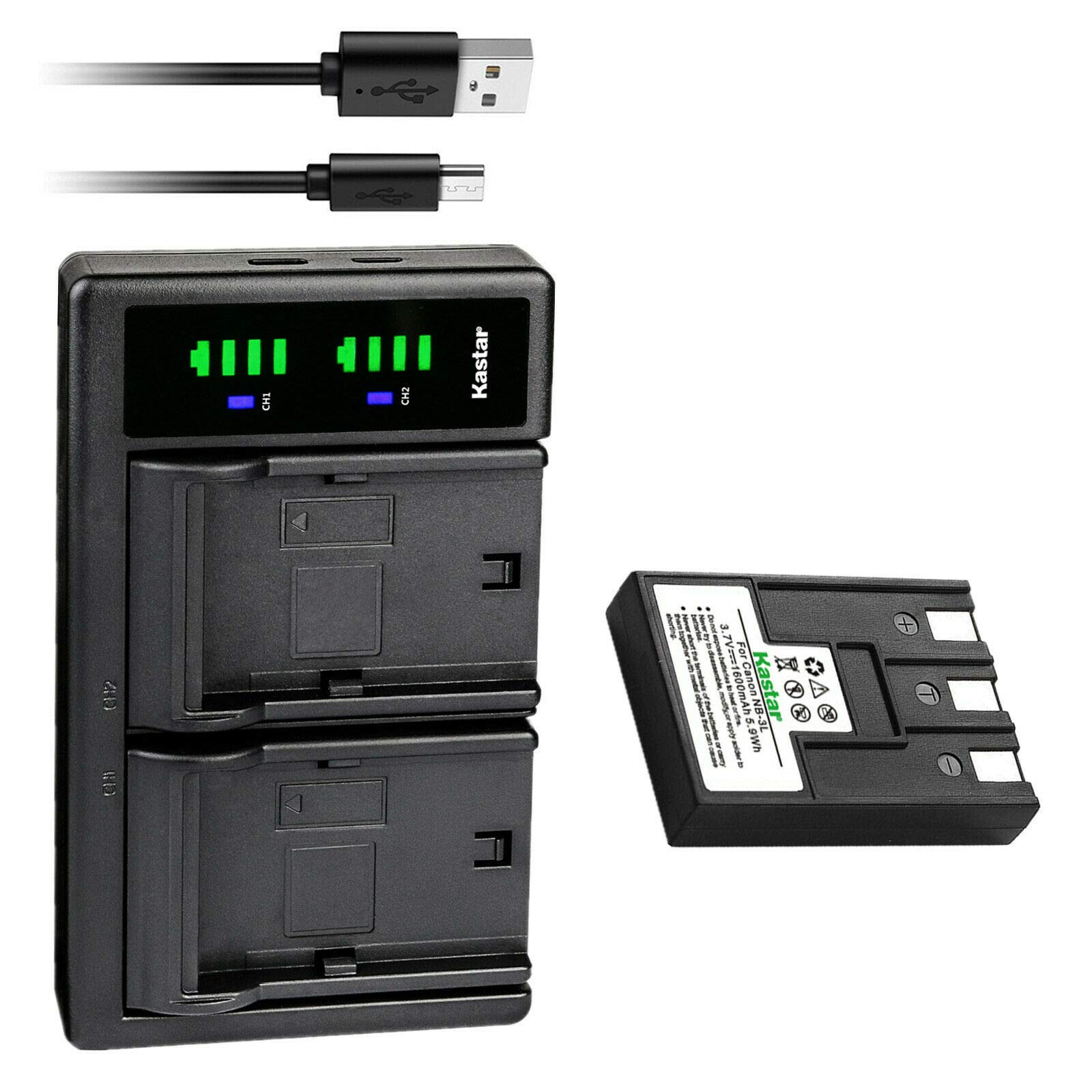 Kastar 1-Pack Battery and LTD2 USB Charger Replacement for Canon PowerShot SD500, PowerShot SD550, PowerShot A80, PowerShot 100, PowerShot 20, Digital