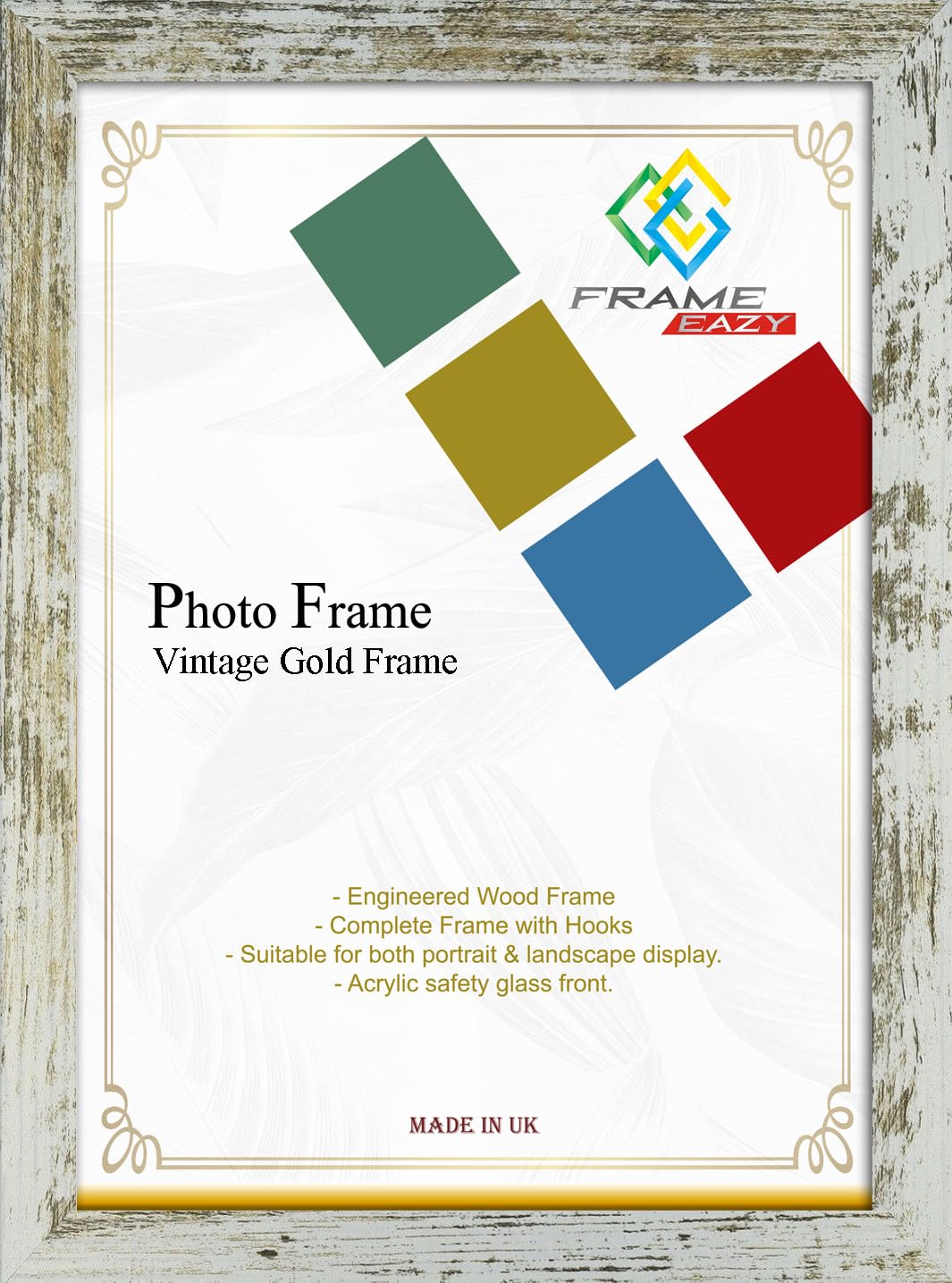 Frame Eazy Vintage Gold Modern 20 X 16 Inch Picture Frame In Multiple Colours & Sizes - Frame With Safe Perspex Front & Wall Mounting - 20" X 16" Photo Frame (50.8 X 40.6Cm))