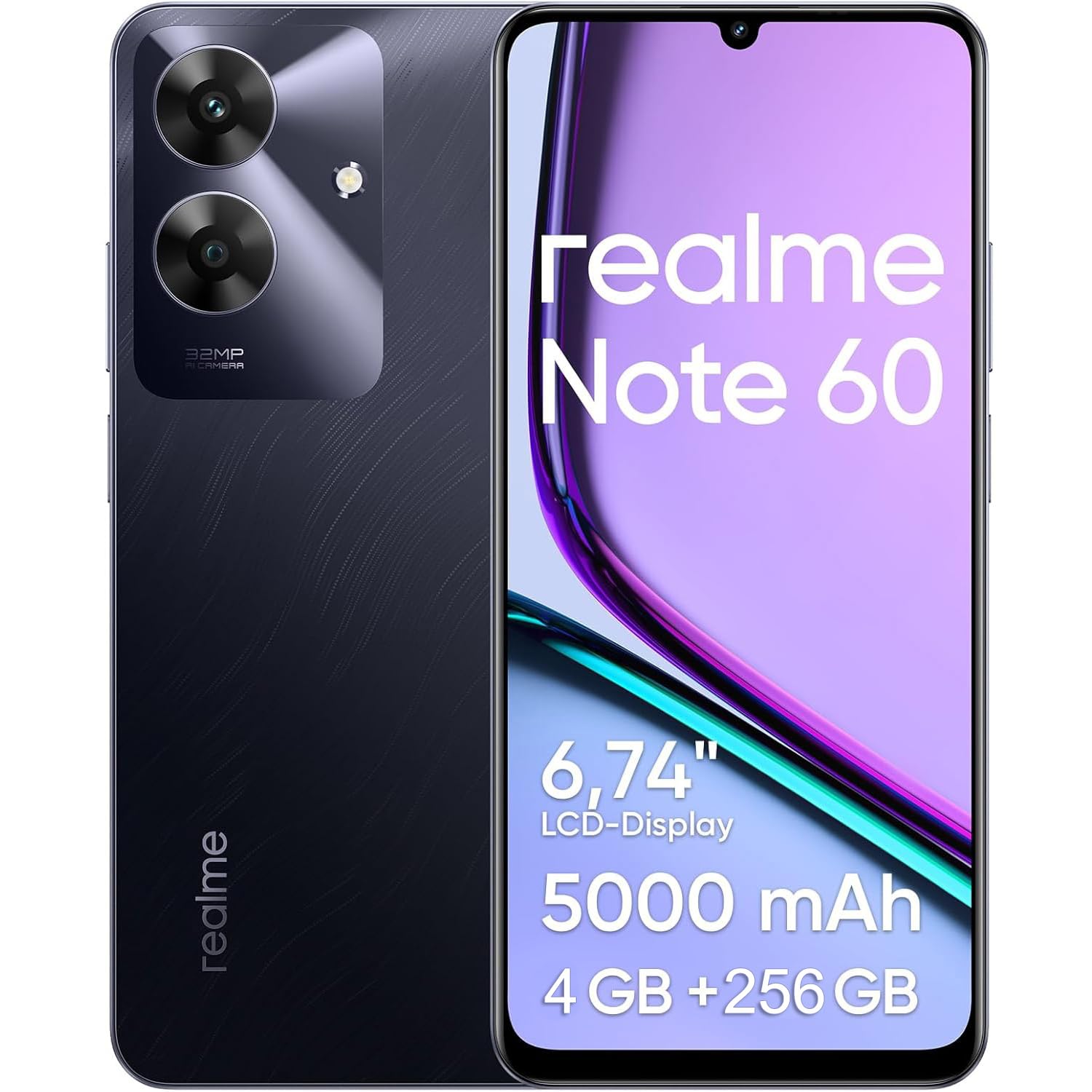 realme Note 60 スマートフォン 本体 Celular Realme Note 60, 256GB ROM 4GB RAM 6.74“ Tela, 5000mAh