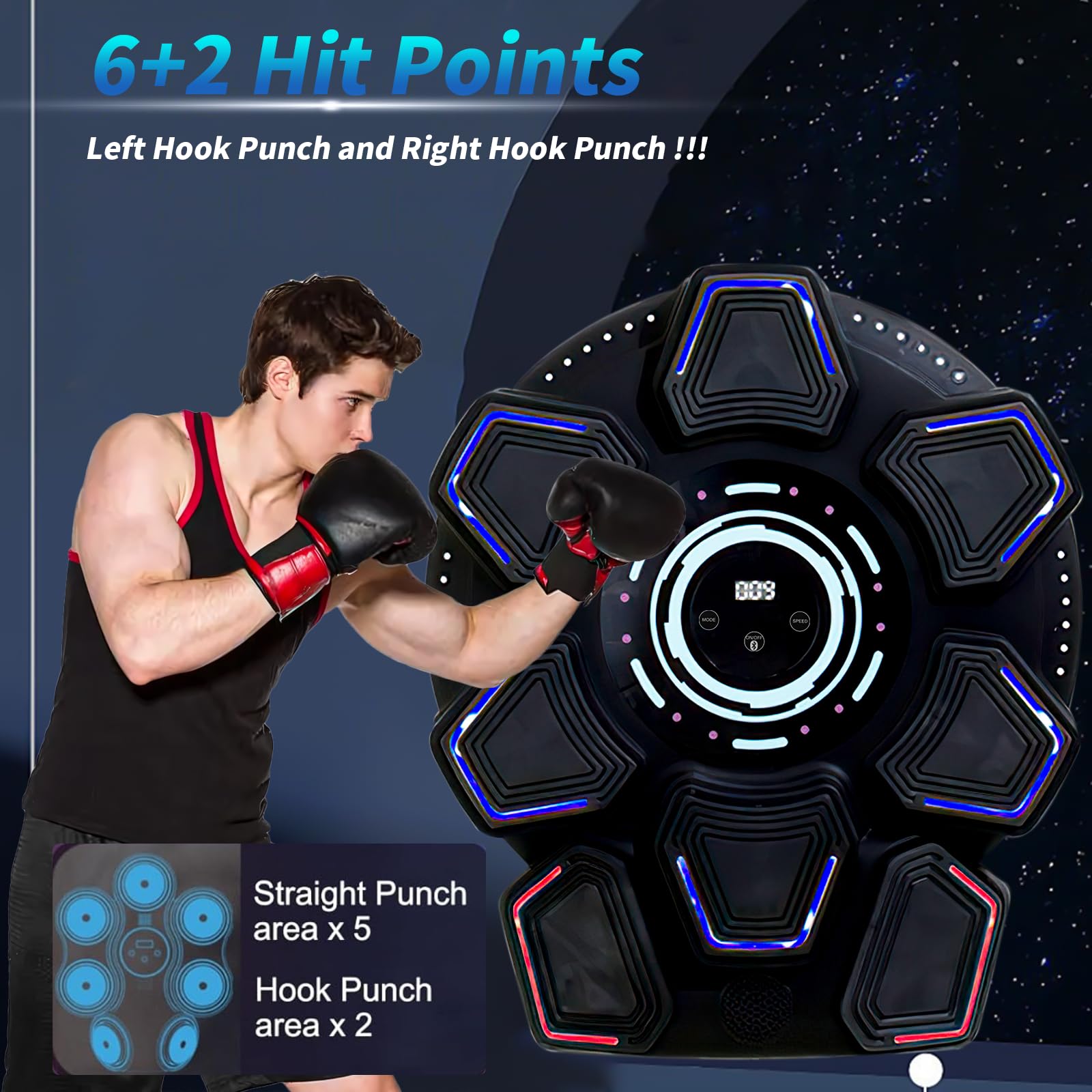 Music Boxing Machine für Erwachsene, Wandmontierte LED Licht Bluetooth Musikboxing Maschine