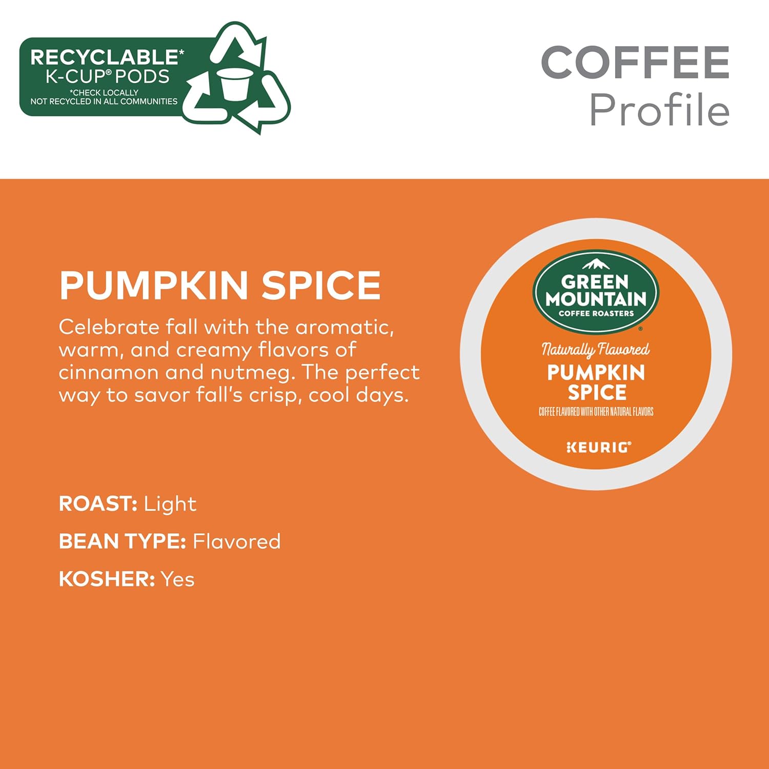 Green Mountain Coffee Roasters Pumpkin Spice Coffee, Keurig Single-Serve K-Cup Pods, Light Roast, 24 Count