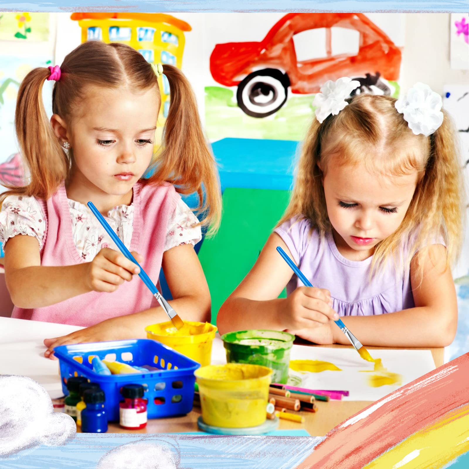 60 pinceles planos de pintura acrílica a granel, pinceles anchos para pintura de artista, pintura al óleo, acuarela, pintura artística para niños y adultos (1/2 pulgada)