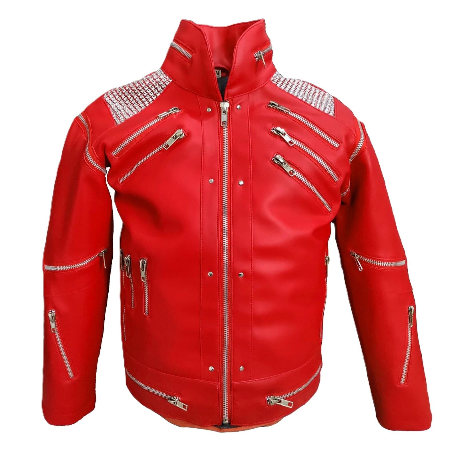 Veste en cuir pour homme style années 80 Rouge et noir